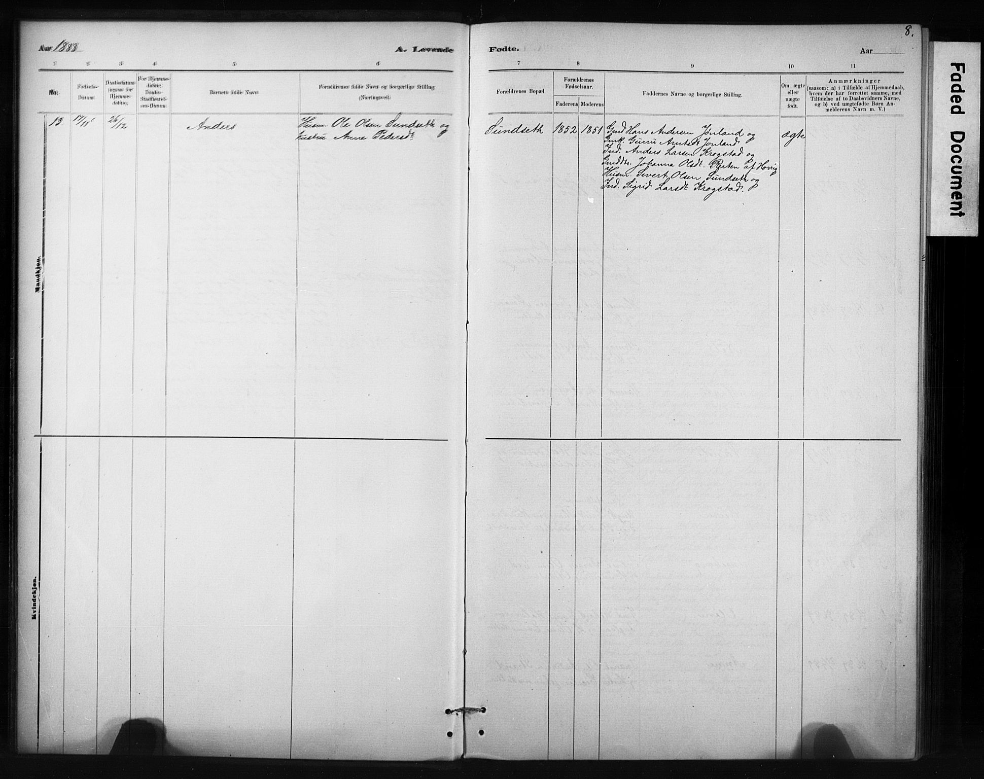 Ministerialprotokoller, klokkerbøker og fødselsregistre - Sør-Trøndelag, SAT/A-1456/694/L1127: Parish register (official) no. 694A01, 1887-1905, p. 8