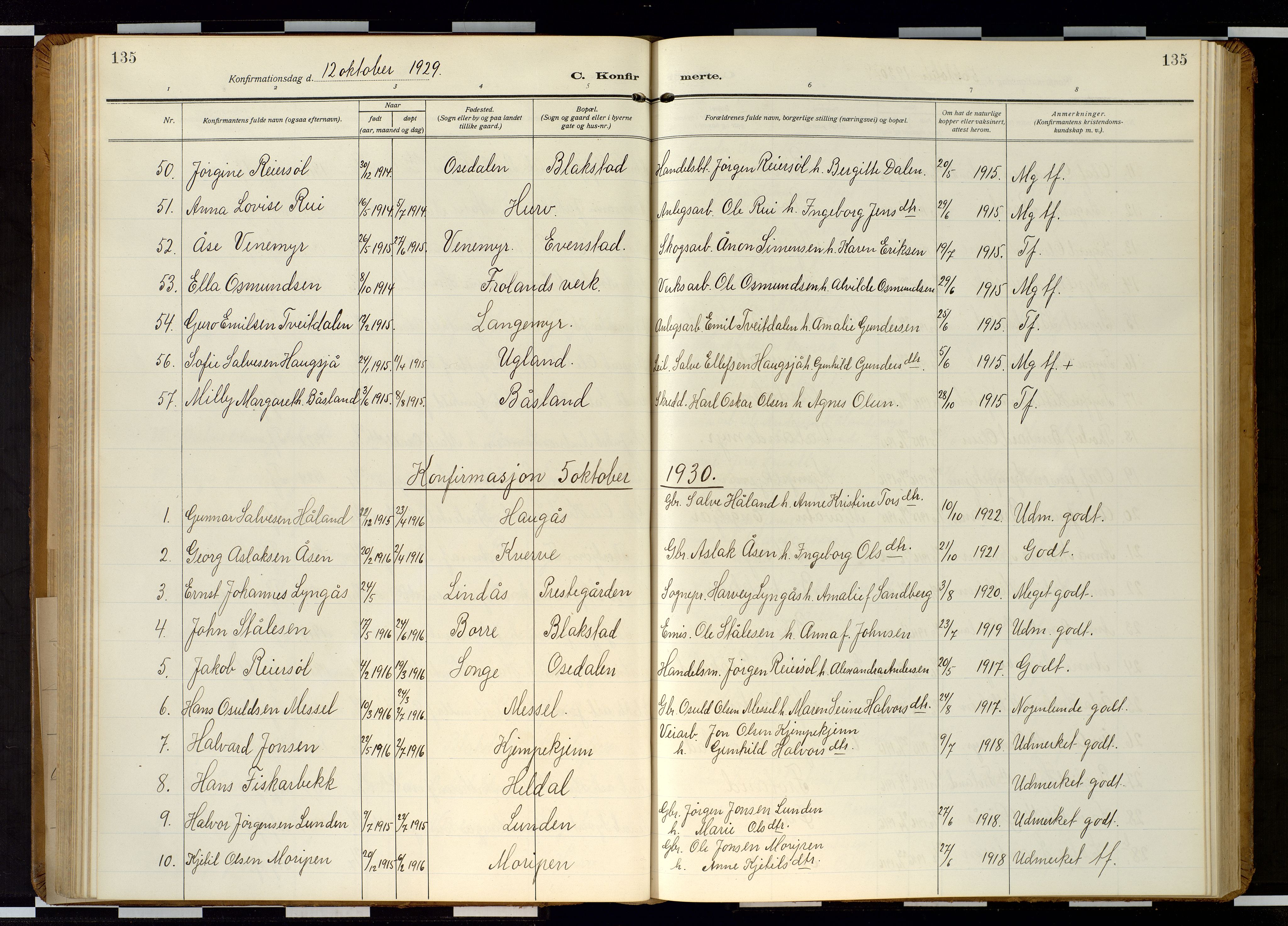 Froland sokneprestkontor, AV/SAK-1111-0013/F/Fb/L0011: Parish register (copy) no. B 11, 1921-1947, p. 135