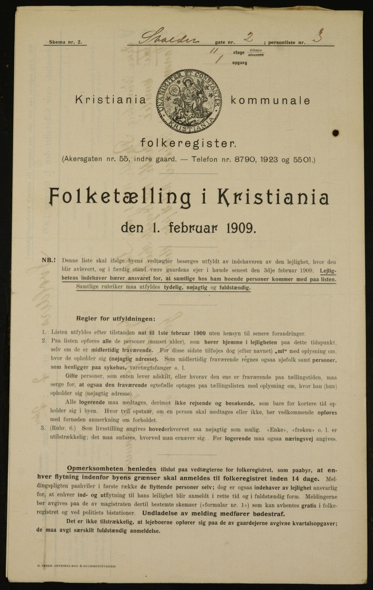 OBA, Municipal Census 1909 for Kristiania, 1909, p. 96066