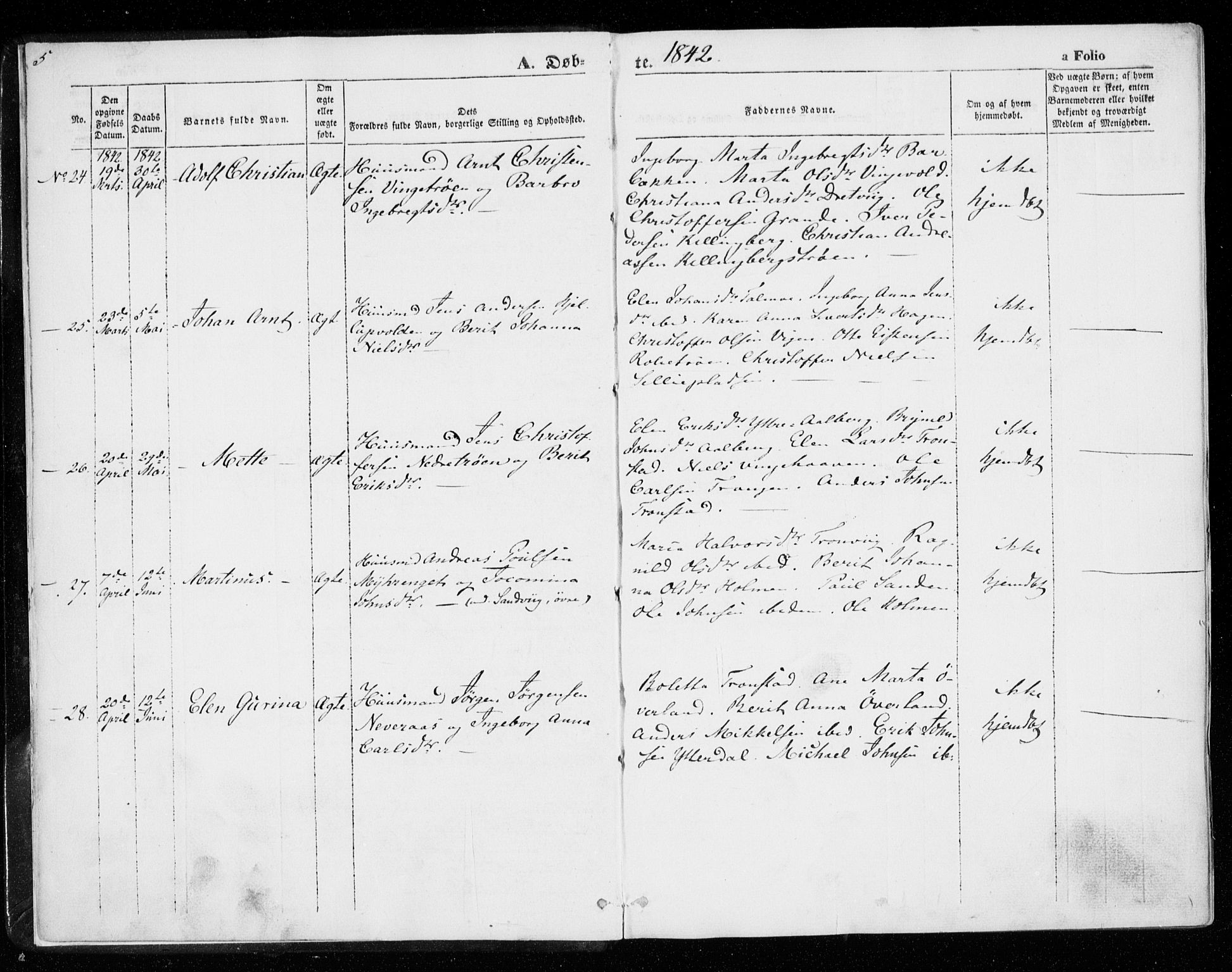 Ministerialprotokoller, klokkerbøker og fødselsregistre - Nord-Trøndelag, SAT/A-1458/701/L0007: Parish register (official) no. 701A07 /1, 1842-1854, p. 5