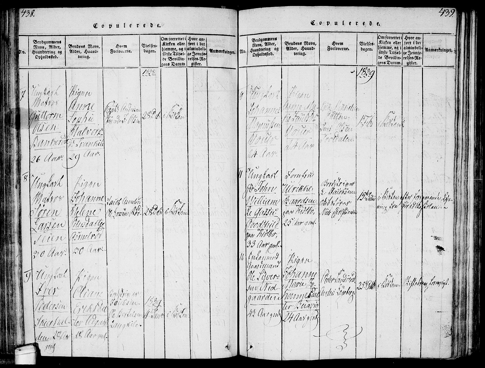 Hvaler prestekontor Kirkebøker, SAO/A-2001/F/Fa/L0005: Parish register (official) no. I 5, 1816-1845, p. 438-439
