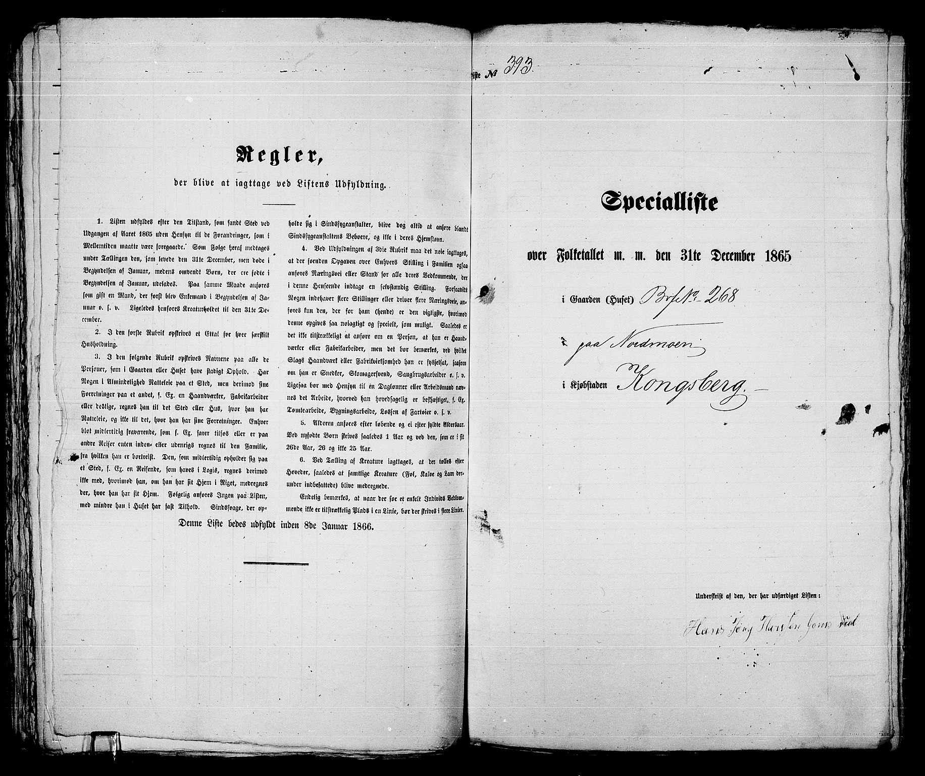 RA, 1865 census for Kongsberg/Kongsberg, 1865, p. 803