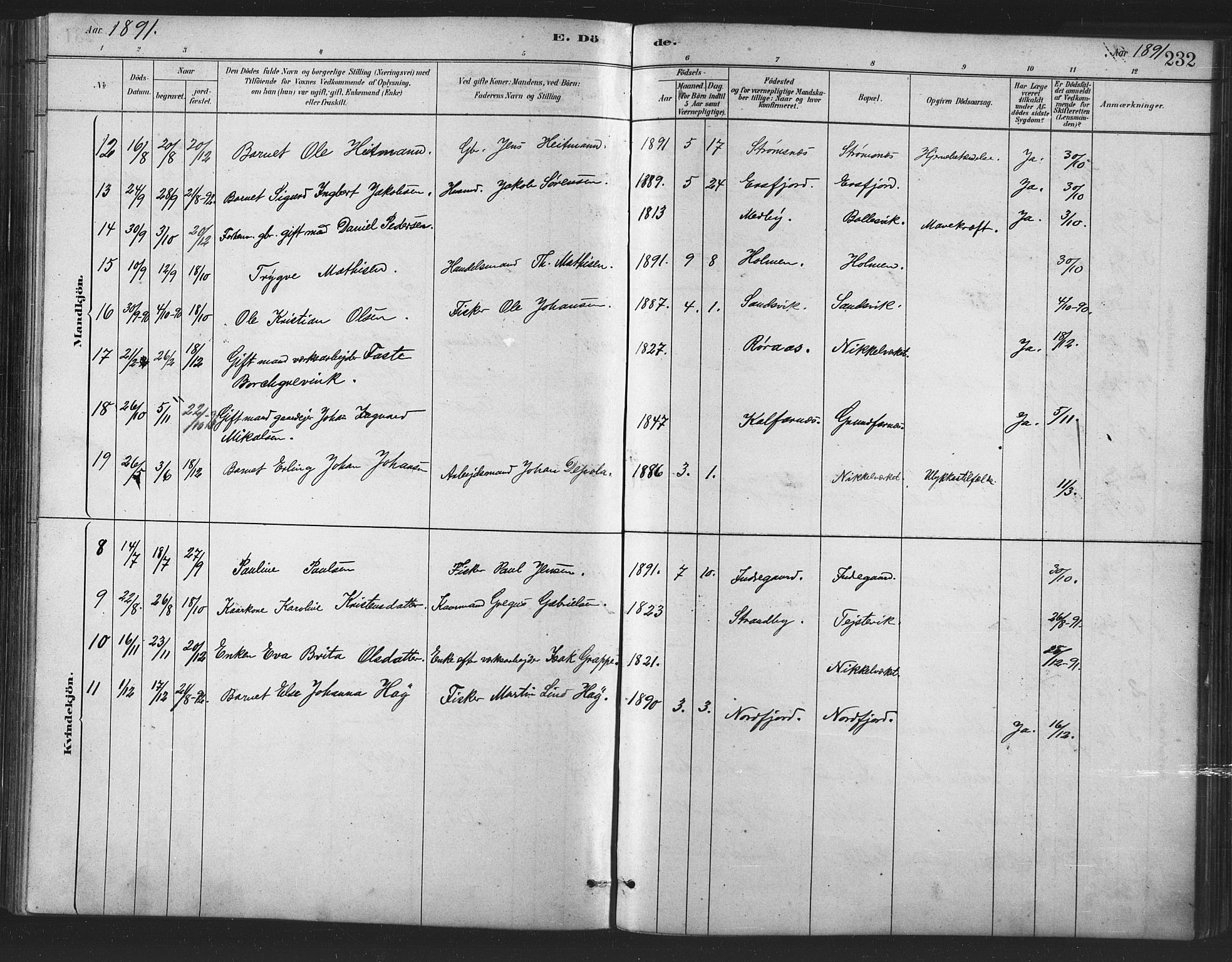 Berg sokneprestkontor, SATØ/S-1318/G/Ga/Gaa/L0004kirke: Parish register (official) no. 4, 1880-1894, p. 232