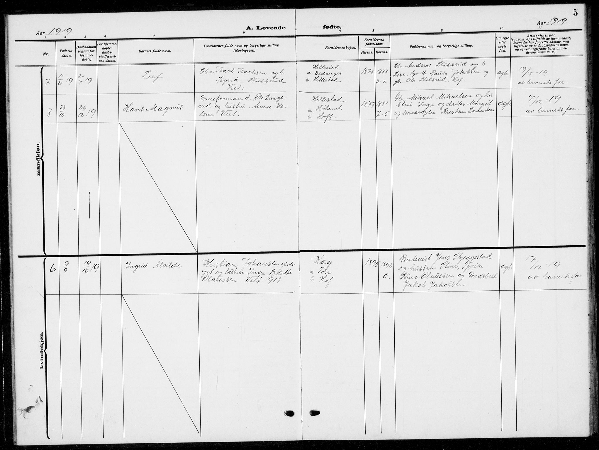 Botne kirkebøker, AV/SAKO-A-340/G/Gb/L0005: Parish register (copy) no. II 5, 1918-1936, p. 5