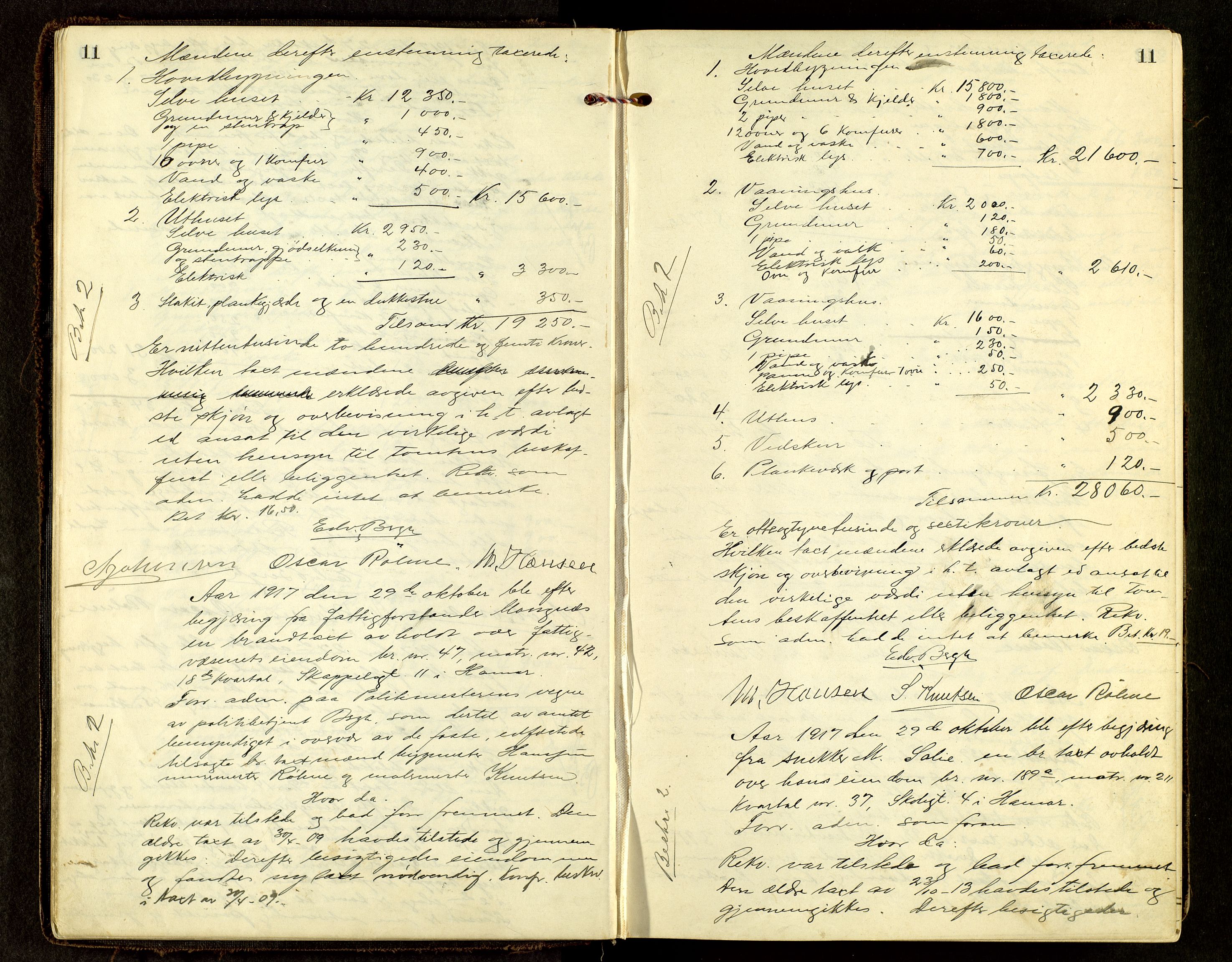 Norges Brannkasse, Hamar, AV/SAH-NBRANH-006/F/Fa/L0008: Branntakstprotokoll, 1917-1927, p. 11