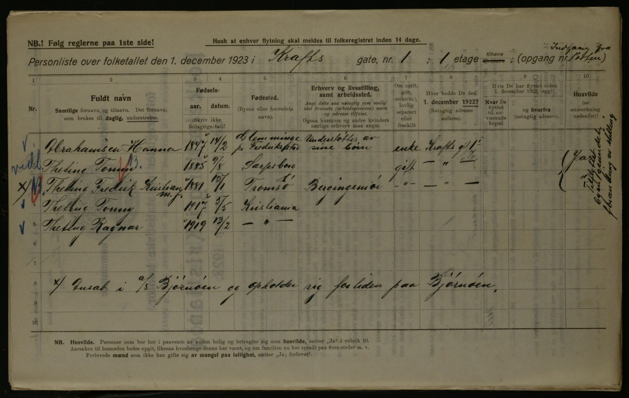 OBA, Municipal Census 1923 for Kristiania, 1923, p. 60297