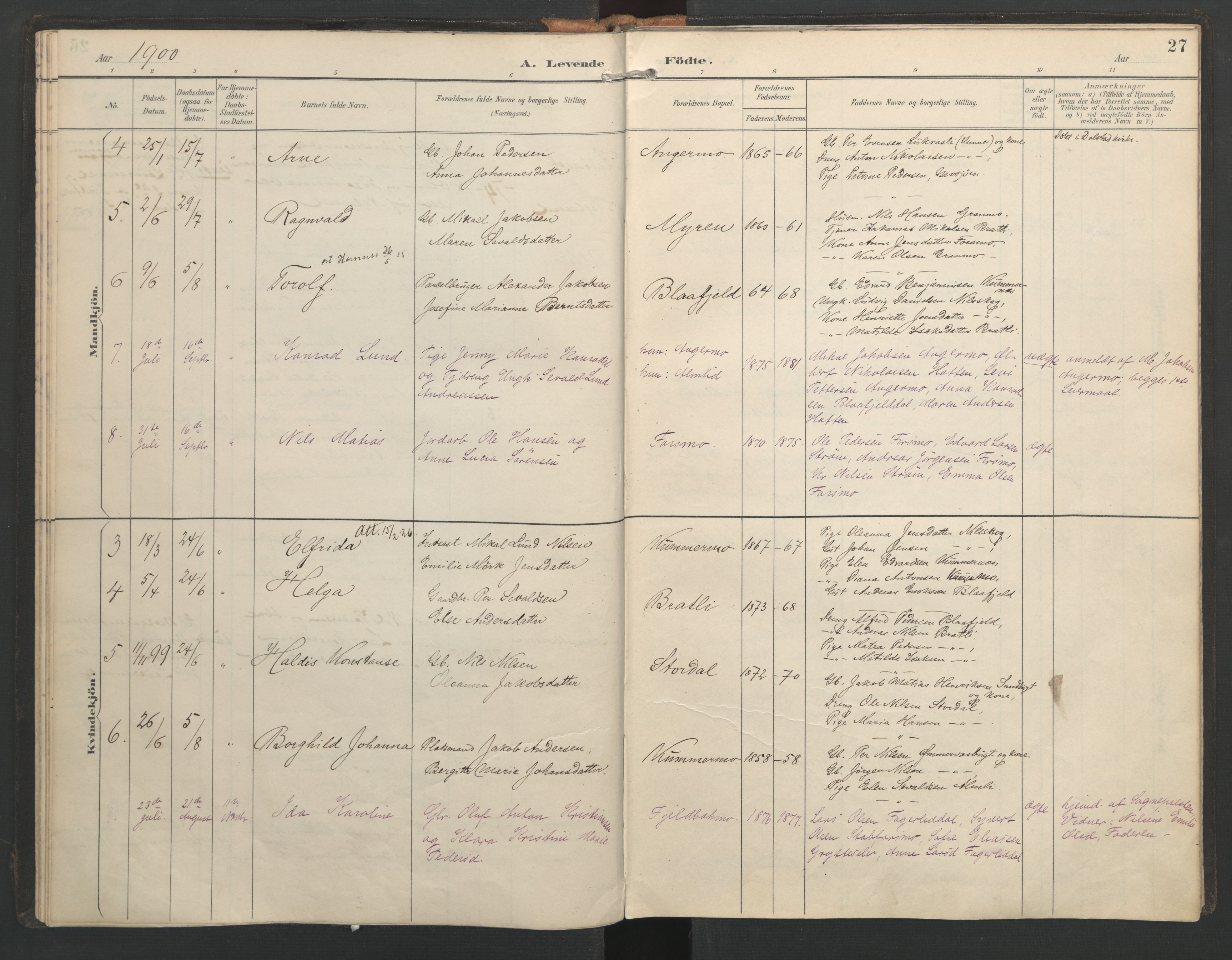 Ministerialprotokoller, klokkerbøker og fødselsregistre - Nordland, SAT/A-1459/821/L0317: Parish register (official) no. 821A01, 1892-1907, p. 27