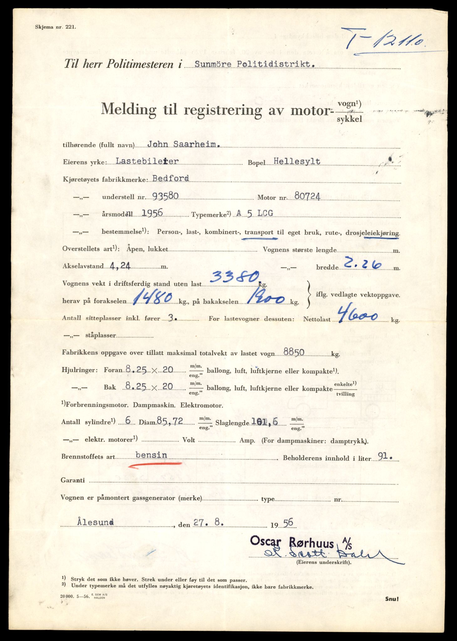 Møre og Romsdal vegkontor - Ålesund trafikkstasjon, AV/SAT-A-4099/F/Fe/L0033: Registreringskort for kjøretøy T 12151 - T 12474, 1927-1998, p. 2719