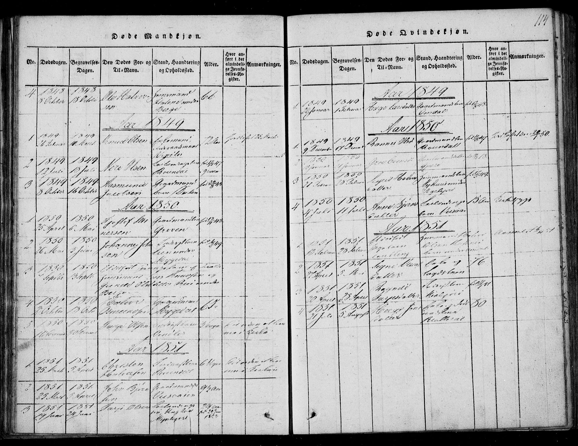 Lårdal kirkebøker, AV/SAKO-A-284/F/Fb/L0001: Parish register (official) no. II 1, 1815-1860, p. 114