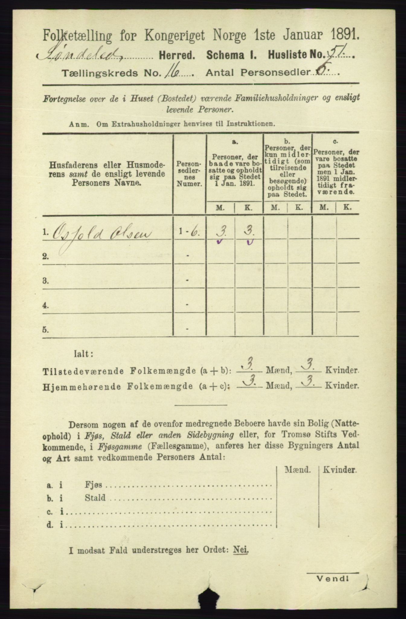 RA, 1891 census for 0913 Søndeled, 1891, p. 4517