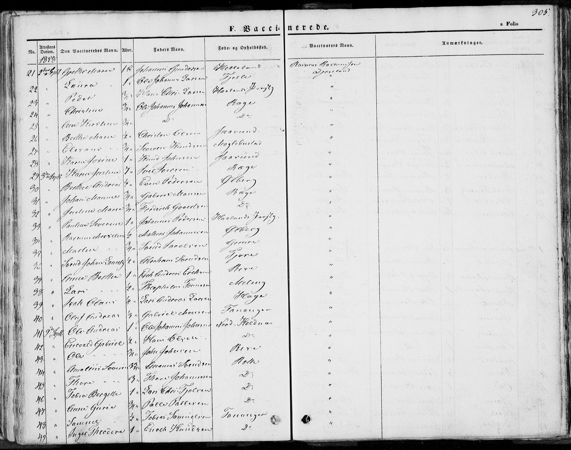 Håland sokneprestkontor, AV/SAST-A-101802/001/30BA/L0008: Parish register (official) no. A 7.2, 1854-1870, p. 305