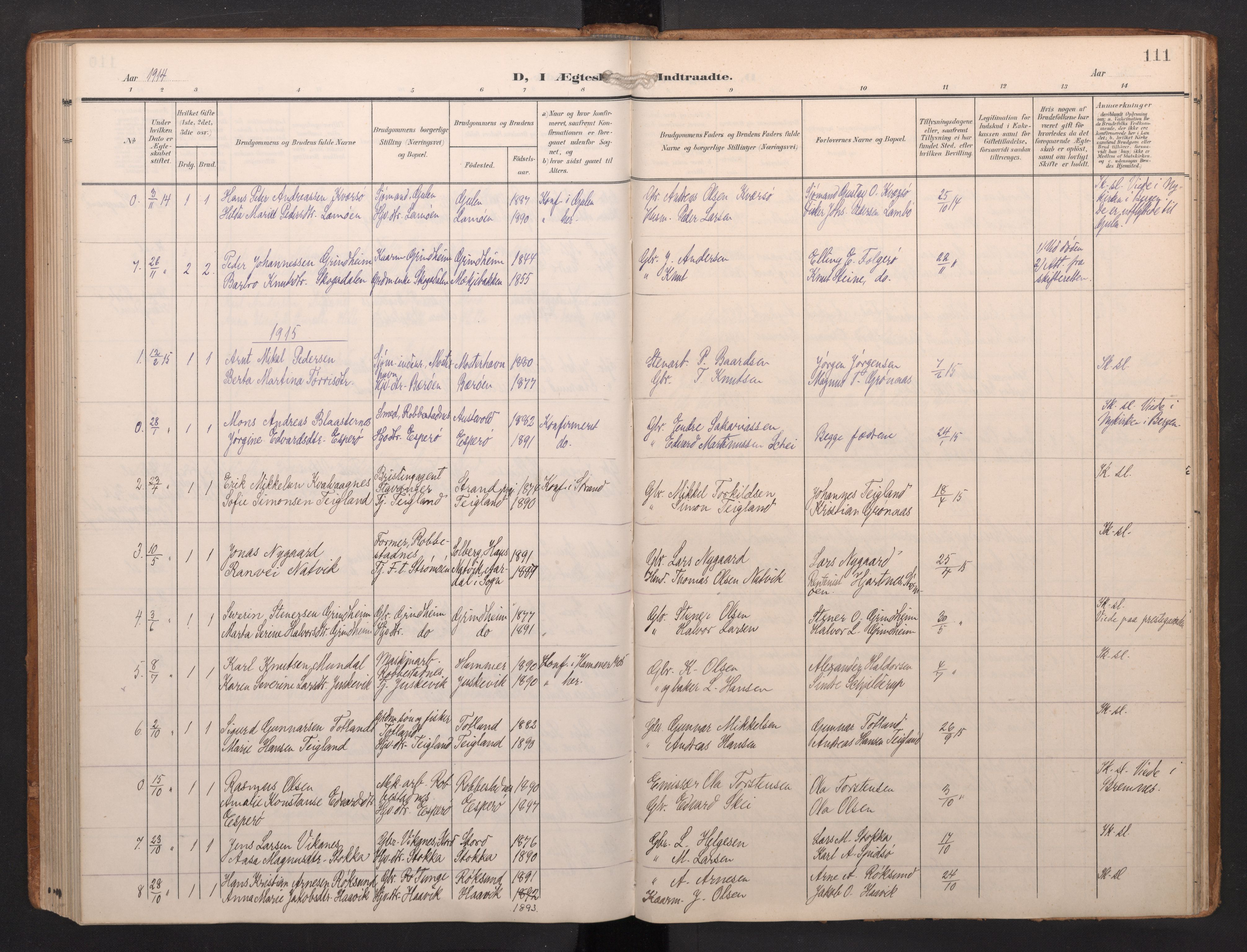 Finnås sokneprestembete, AV/SAB-A-99925/H/Ha/Haa/Haab/L0003: Parish register (official) no. B 3, 1907-1923, p. 111