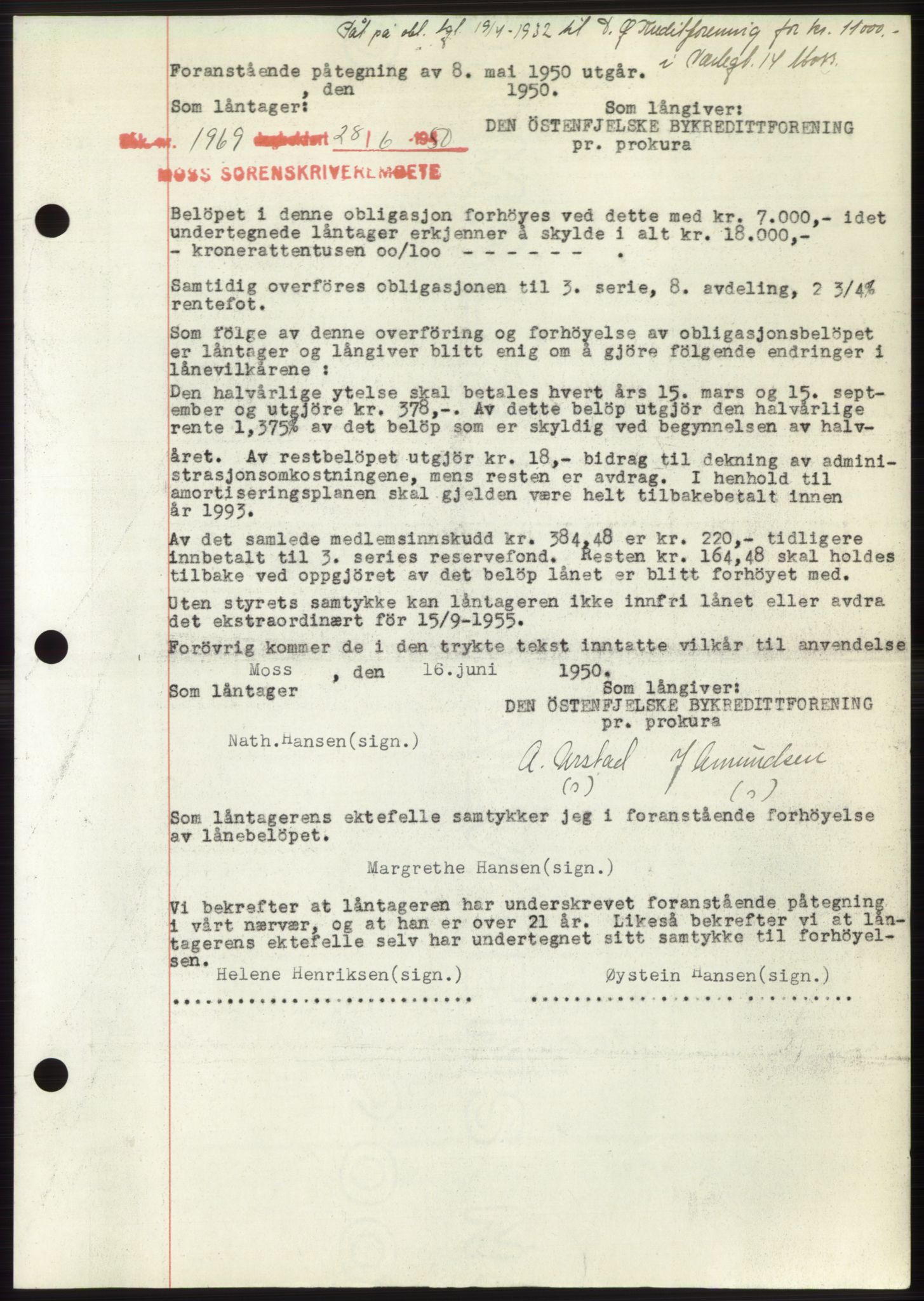 Moss sorenskriveri, AV/SAO-A-10168: Mortgage book no. B24, 1950-1950, Diary no: : 1969/1950