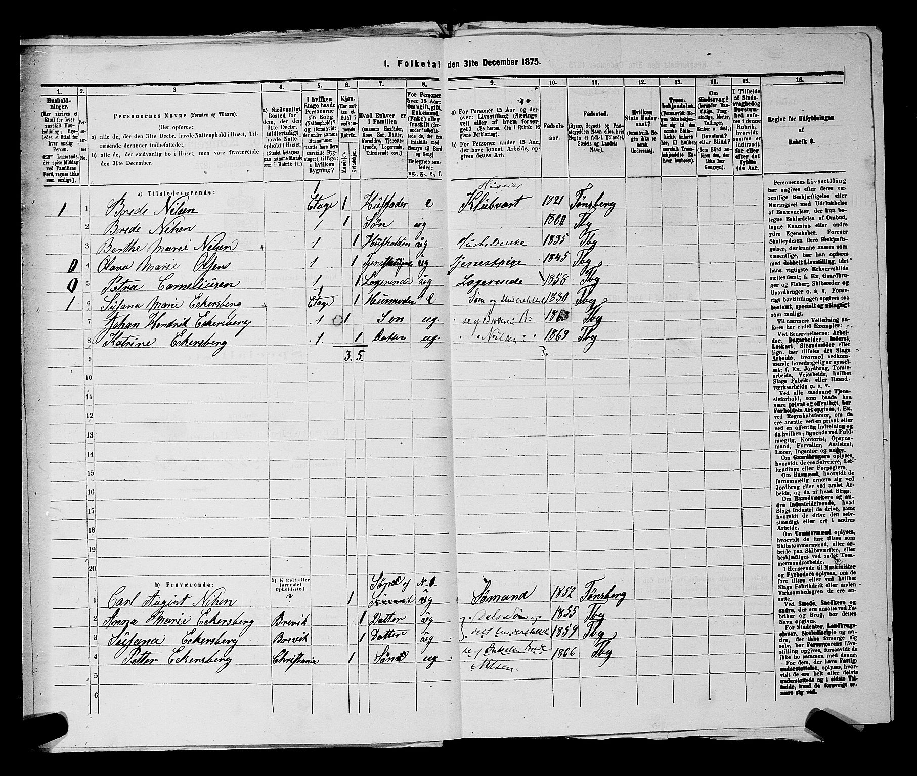 SAKO, 1875 census for 0705P Tønsberg, 1875, p. 81