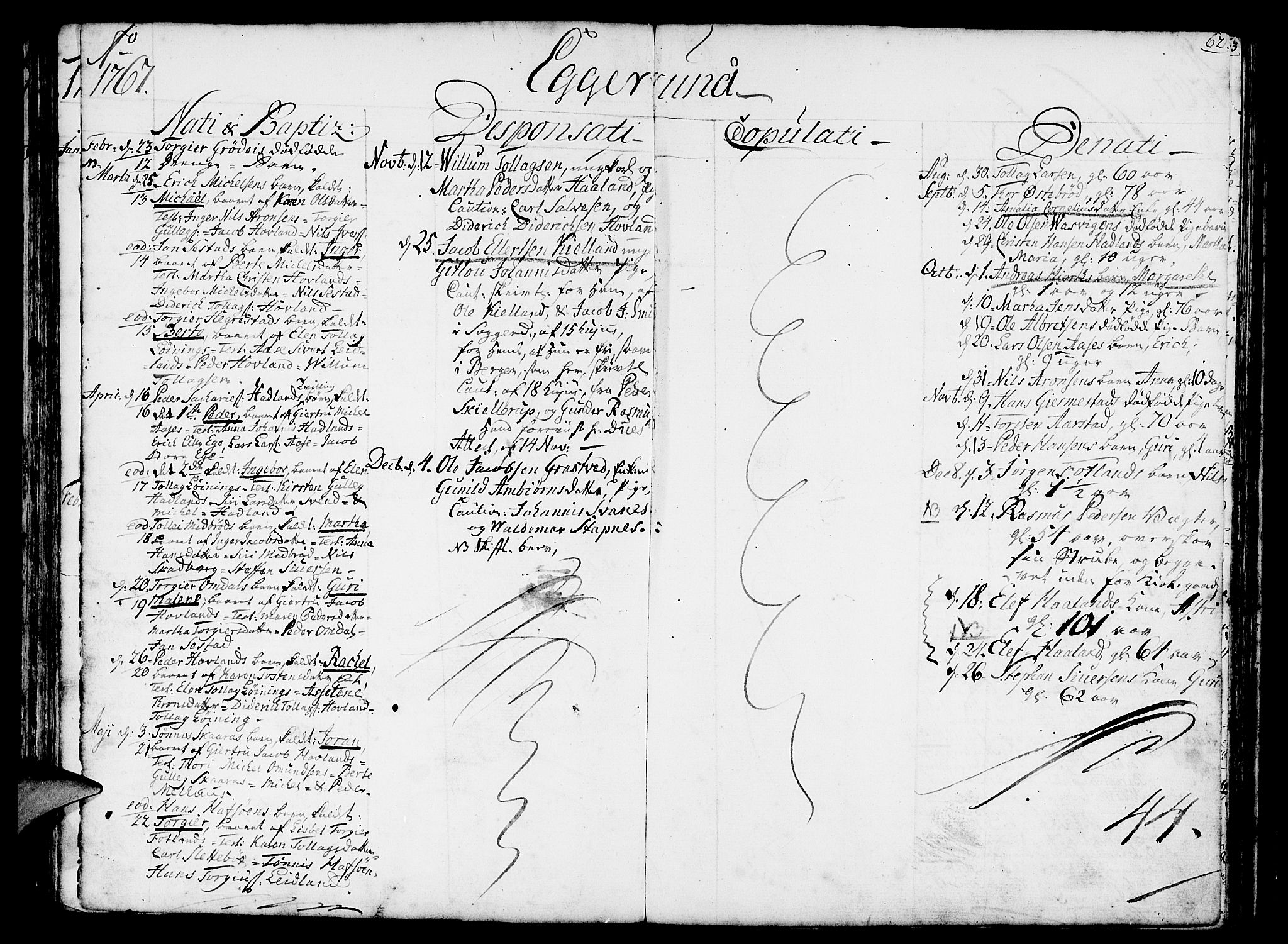 Eigersund sokneprestkontor, SAST/A-101807/S08/L0003: Parish register (official) no. A 3, 1758-1775, p. 62