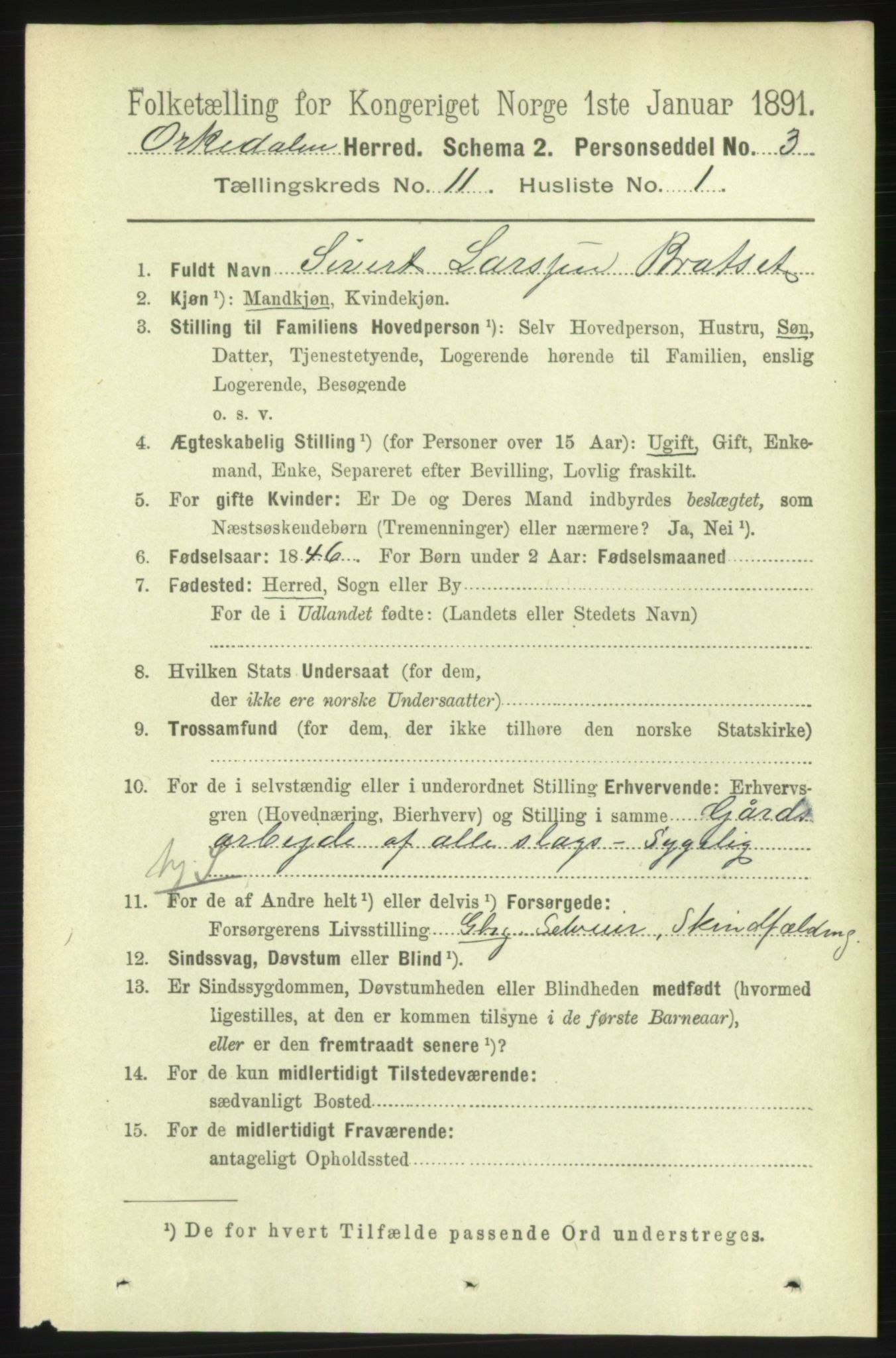 RA, 1891 census for 1638 Orkdal, 1891, p. 5151