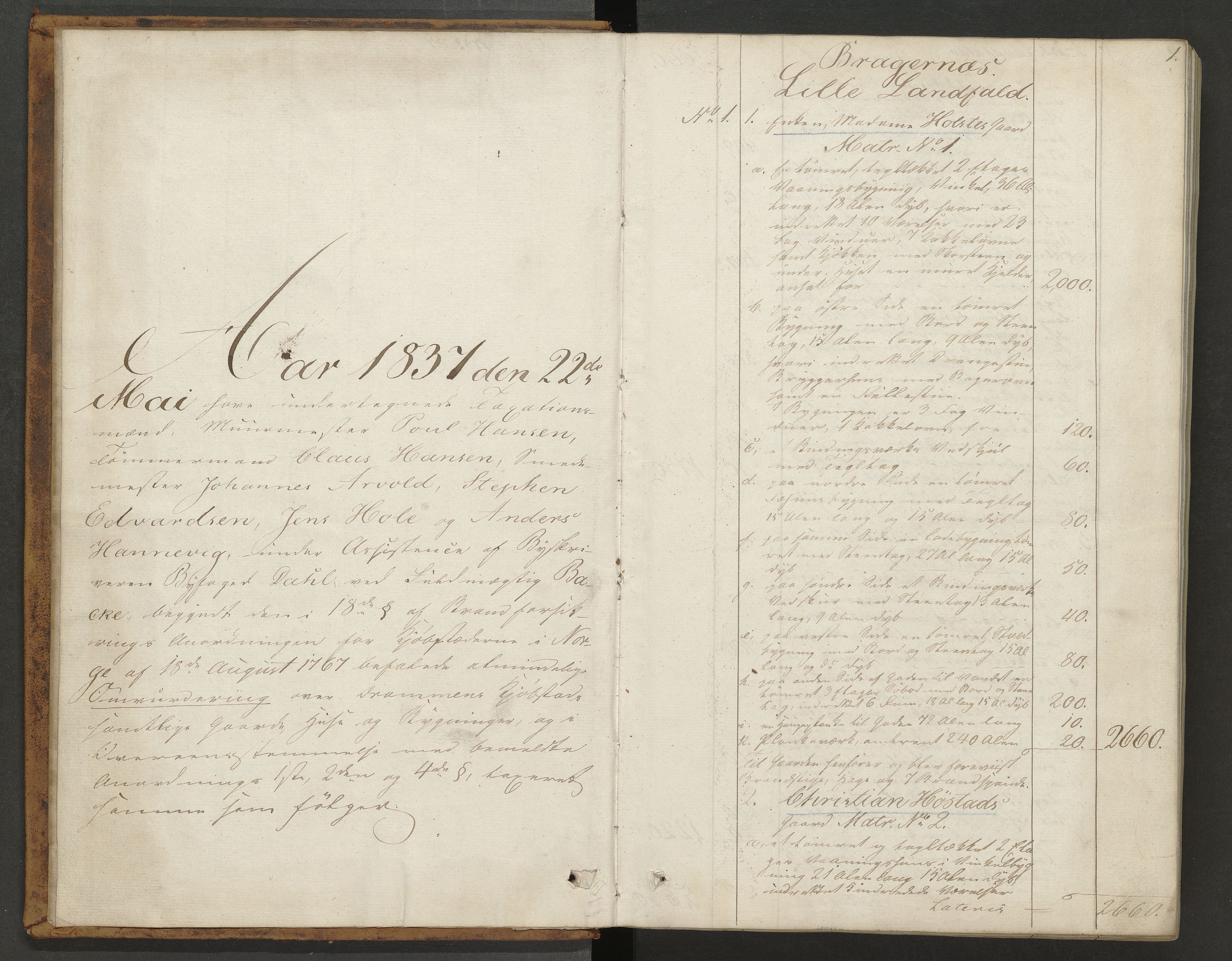 Drammen magistrat, AV/SAKO-A-846/F/Fa/Faa/L0002: Branntakstprotokoll, 1837
