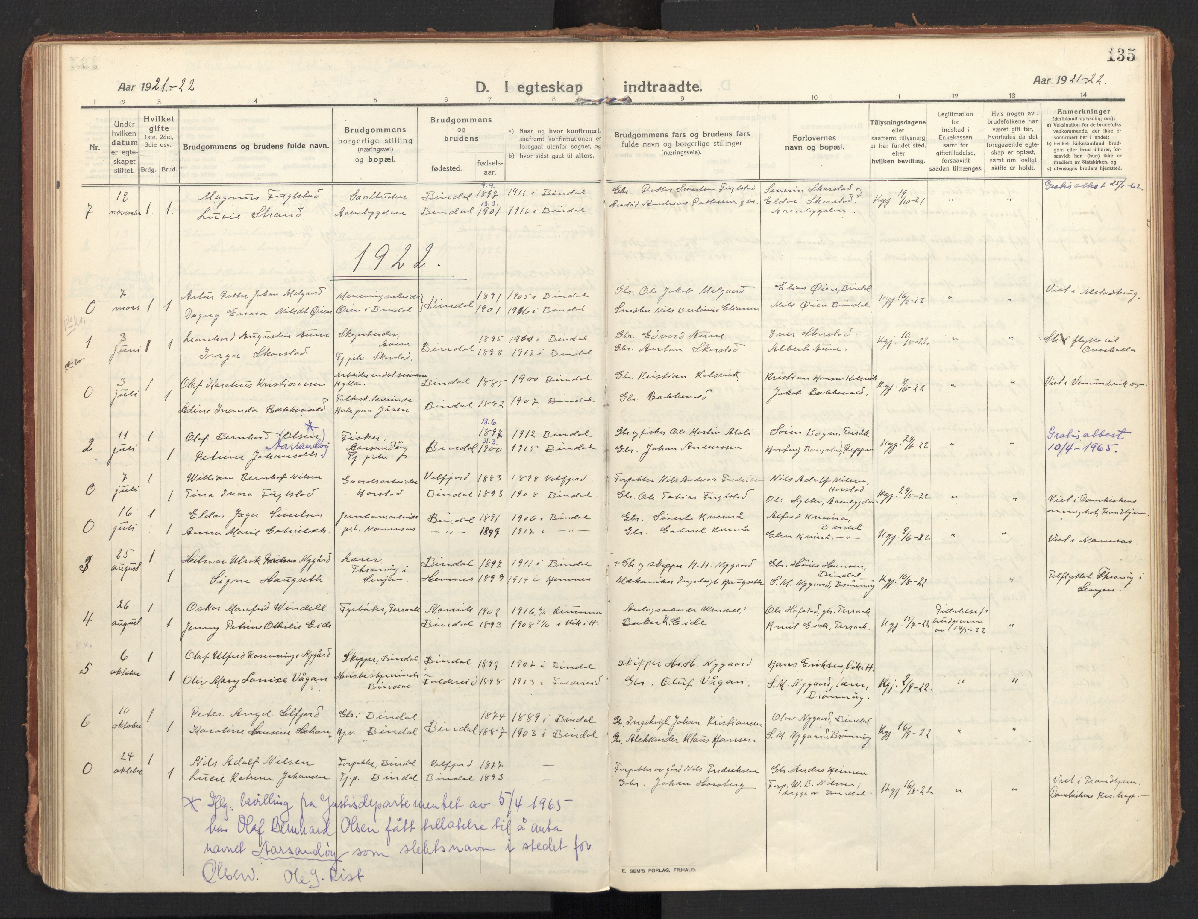 Ministerialprotokoller, klokkerbøker og fødselsregistre - Nordland, SAT/A-1459/810/L0156: Parish register (official) no. 810A15, 1915-1930, p. 135