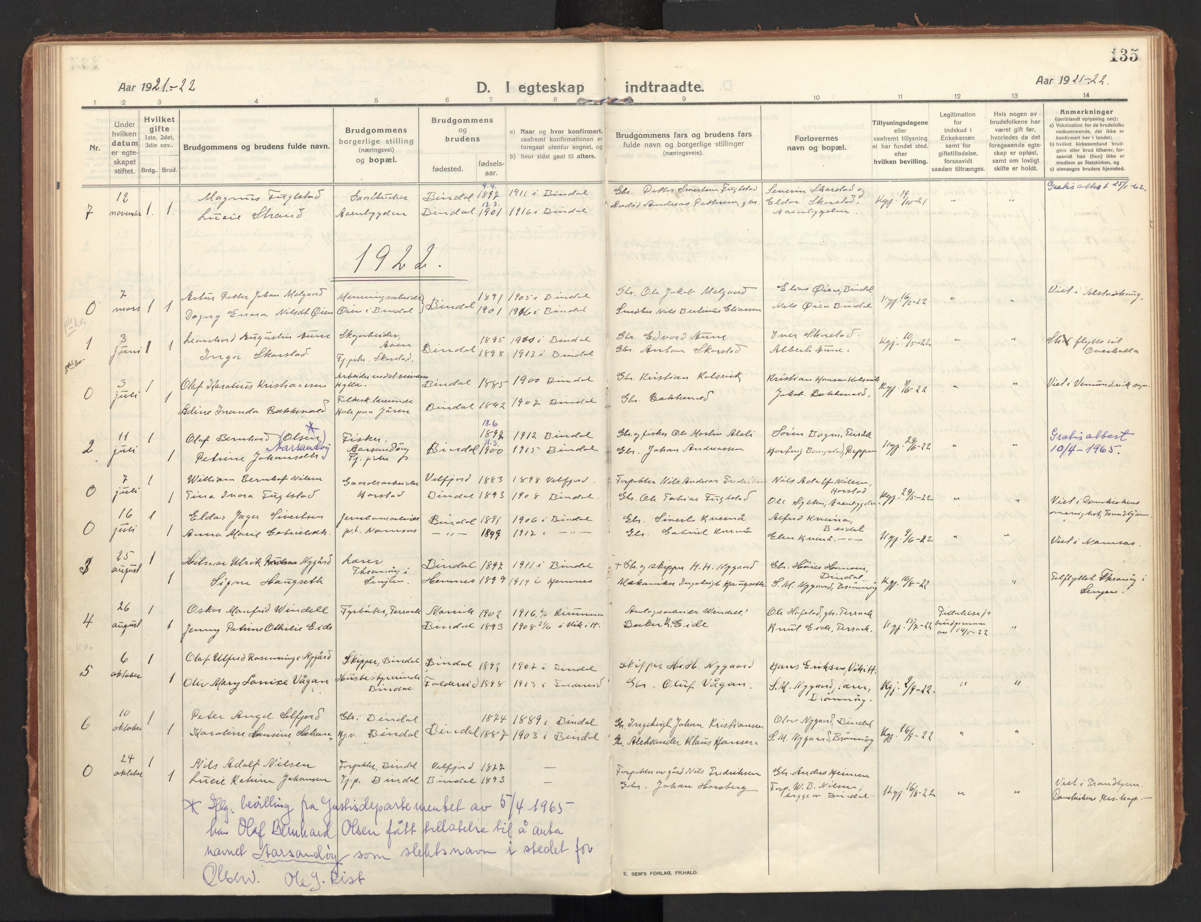 Ministerialprotokoller, klokkerbøker og fødselsregistre - Nordland, AV/SAT-A-1459/810/L0156: Parish register (official) no. 810A15, 1915-1930, p. 135