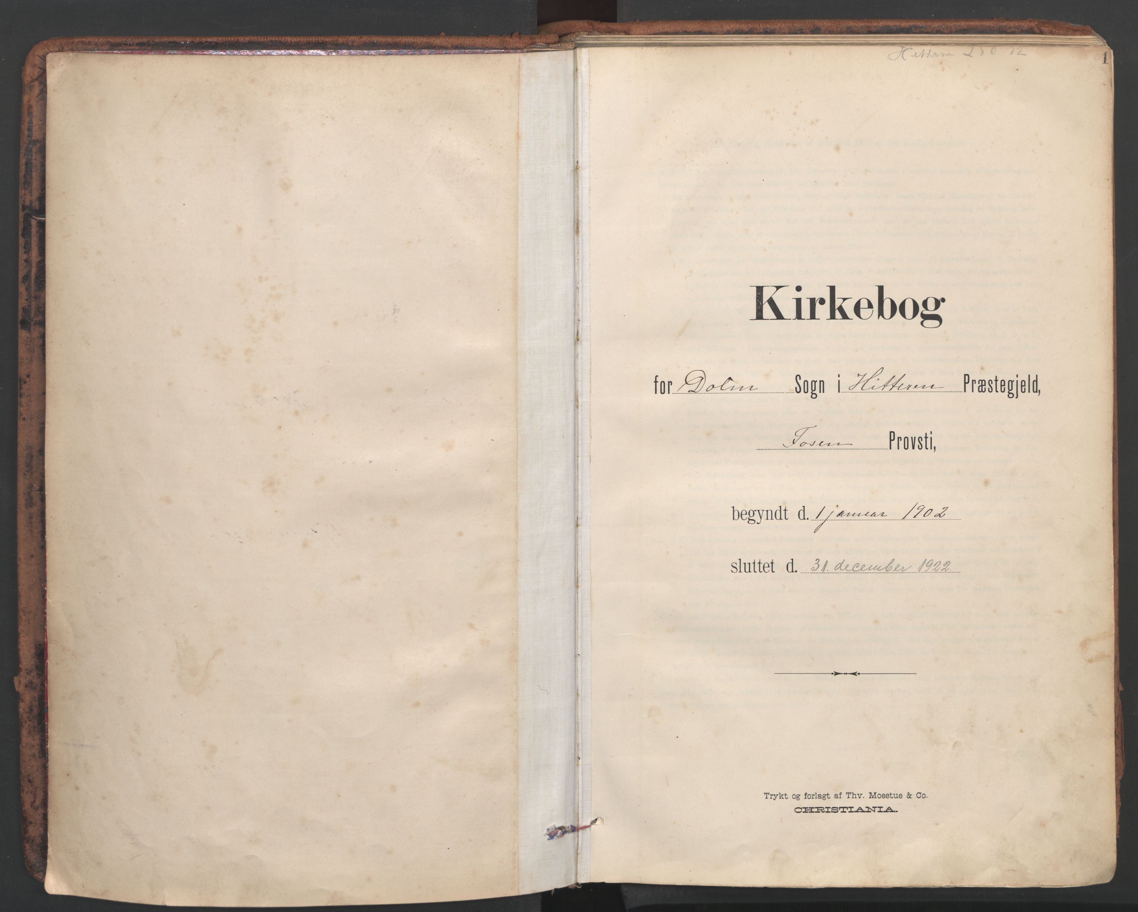 Ministerialprotokoller, klokkerbøker og fødselsregistre - Sør-Trøndelag, SAT/A-1456/634/L0537: Parish register (official) no. 634A13, 1896-1922, p. 1