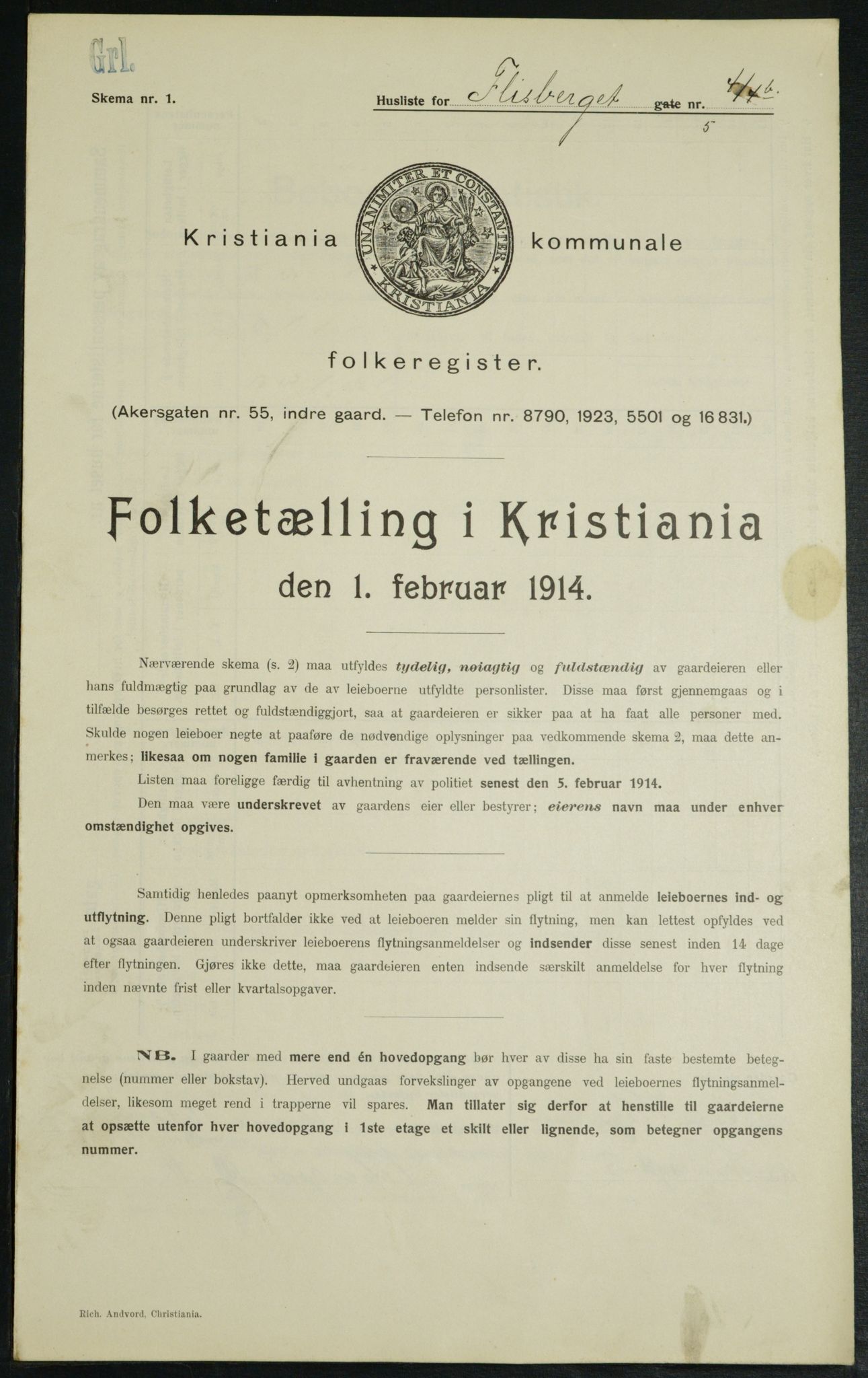 OBA, Municipal Census 1914 for Kristiania, 1914, p. 24764