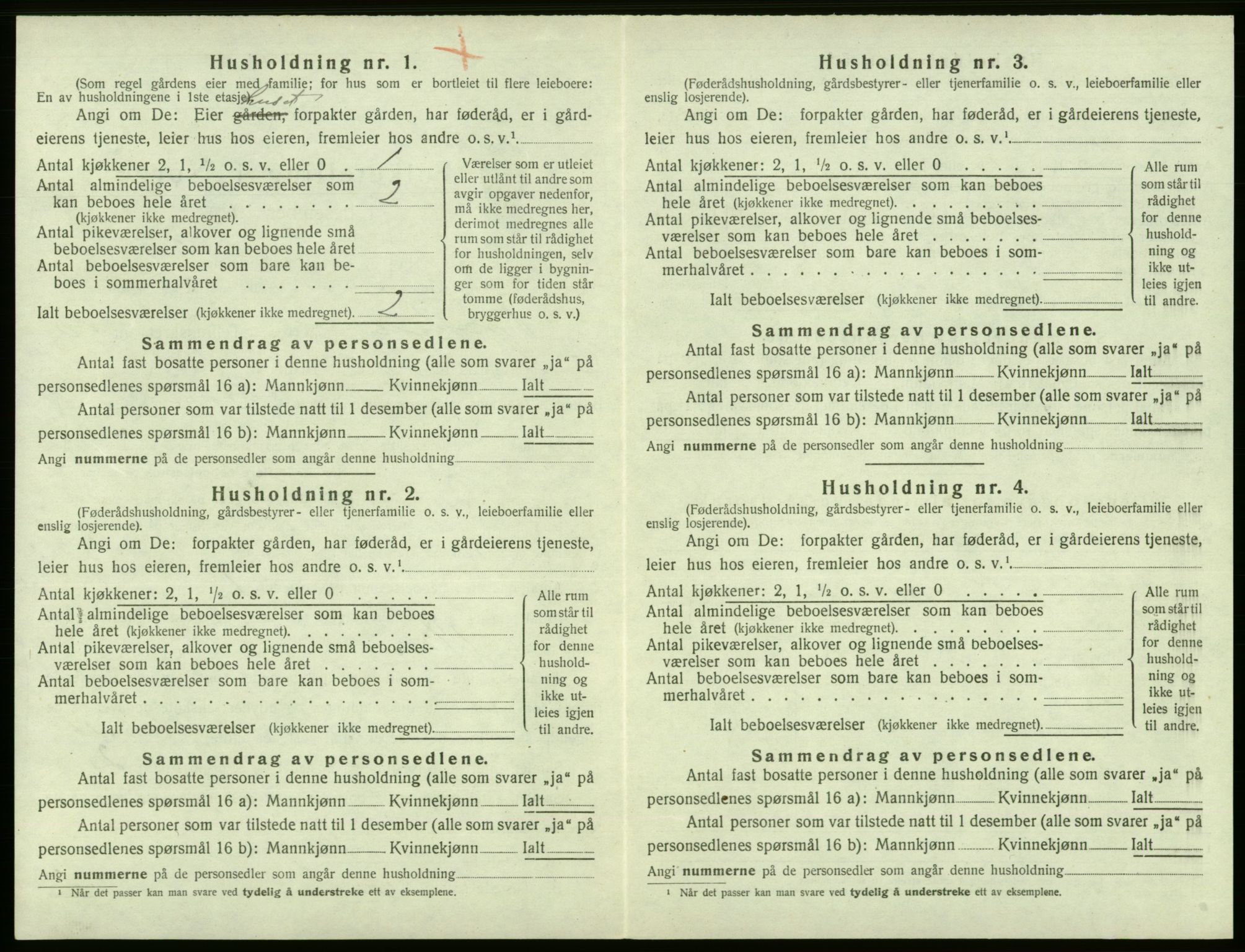 SAB, 1920 census for Tysnes, 1920, p. 1044