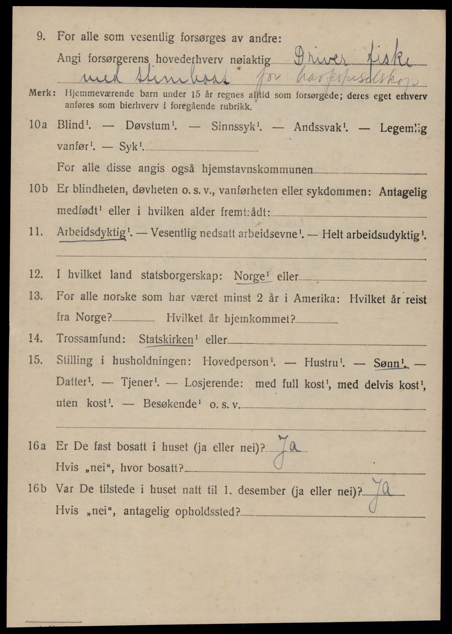 SAT, 1920 census for Borgund, 1920, p. 15061