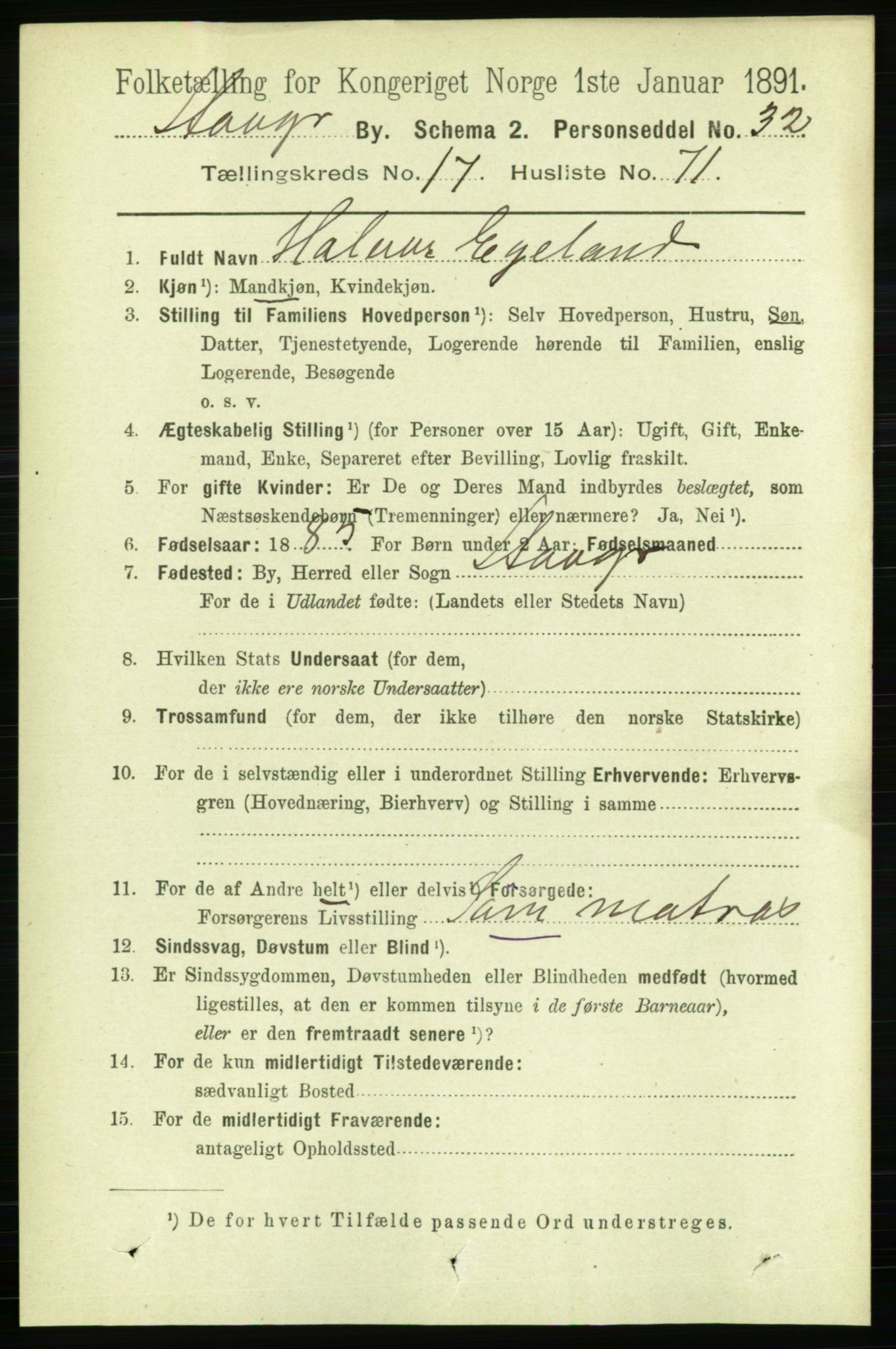 RA, 1891 census for 1103 Stavanger, 1891, p. 20728