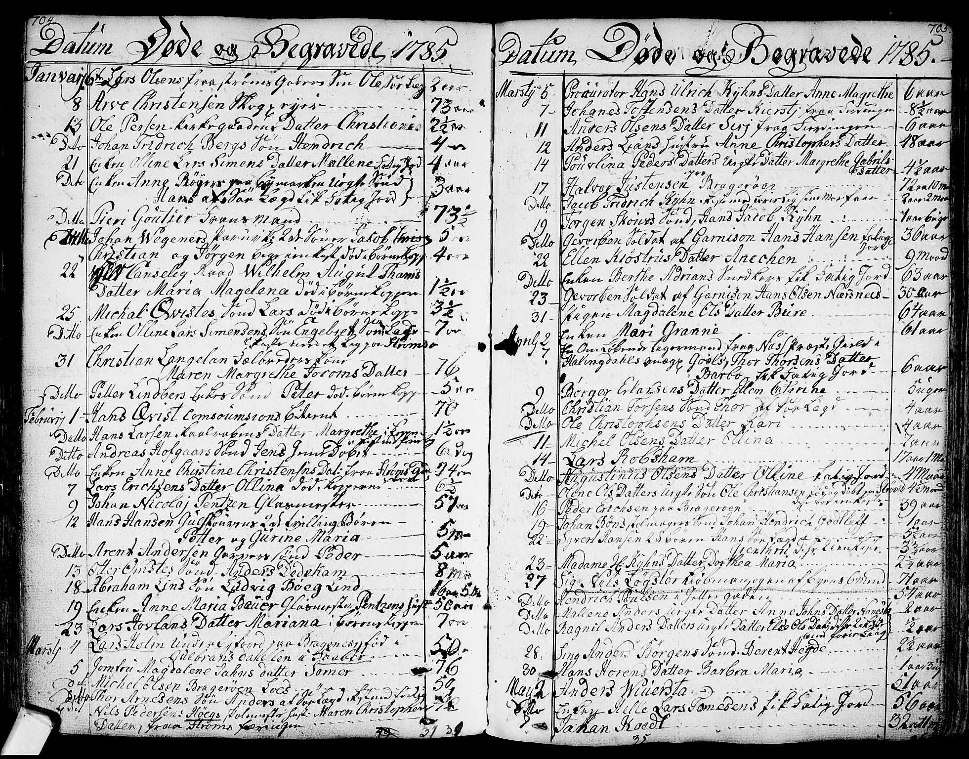 Bragernes kirkebøker, SAKO/A-6/F/Fa/L0006a: Parish register (official) no. I 6, 1782-1814, p. 704-705