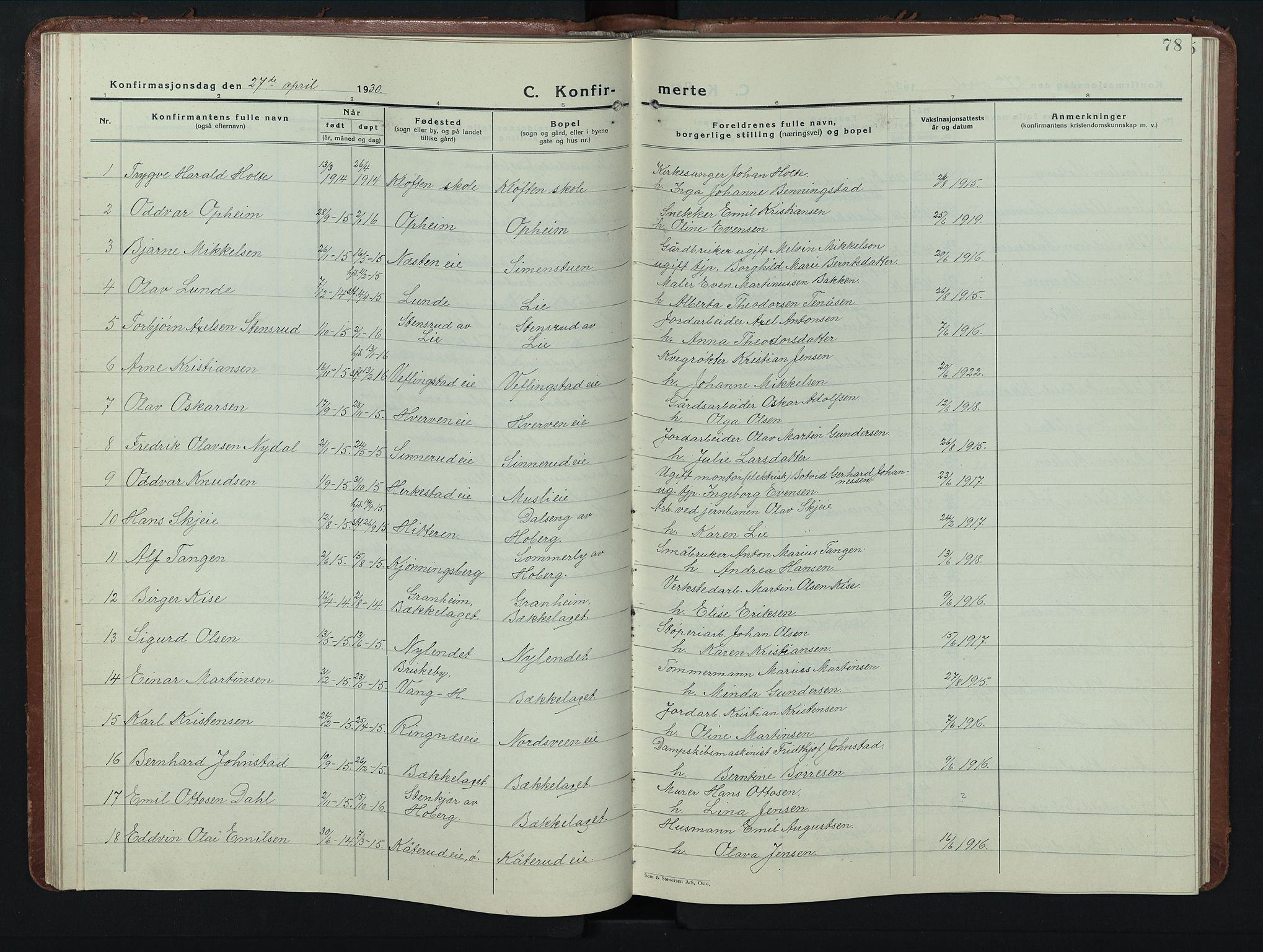 Stange prestekontor, AV/SAH-PREST-002/L/L0019: Parish register (copy) no. 19, 1929-1947, p. 78