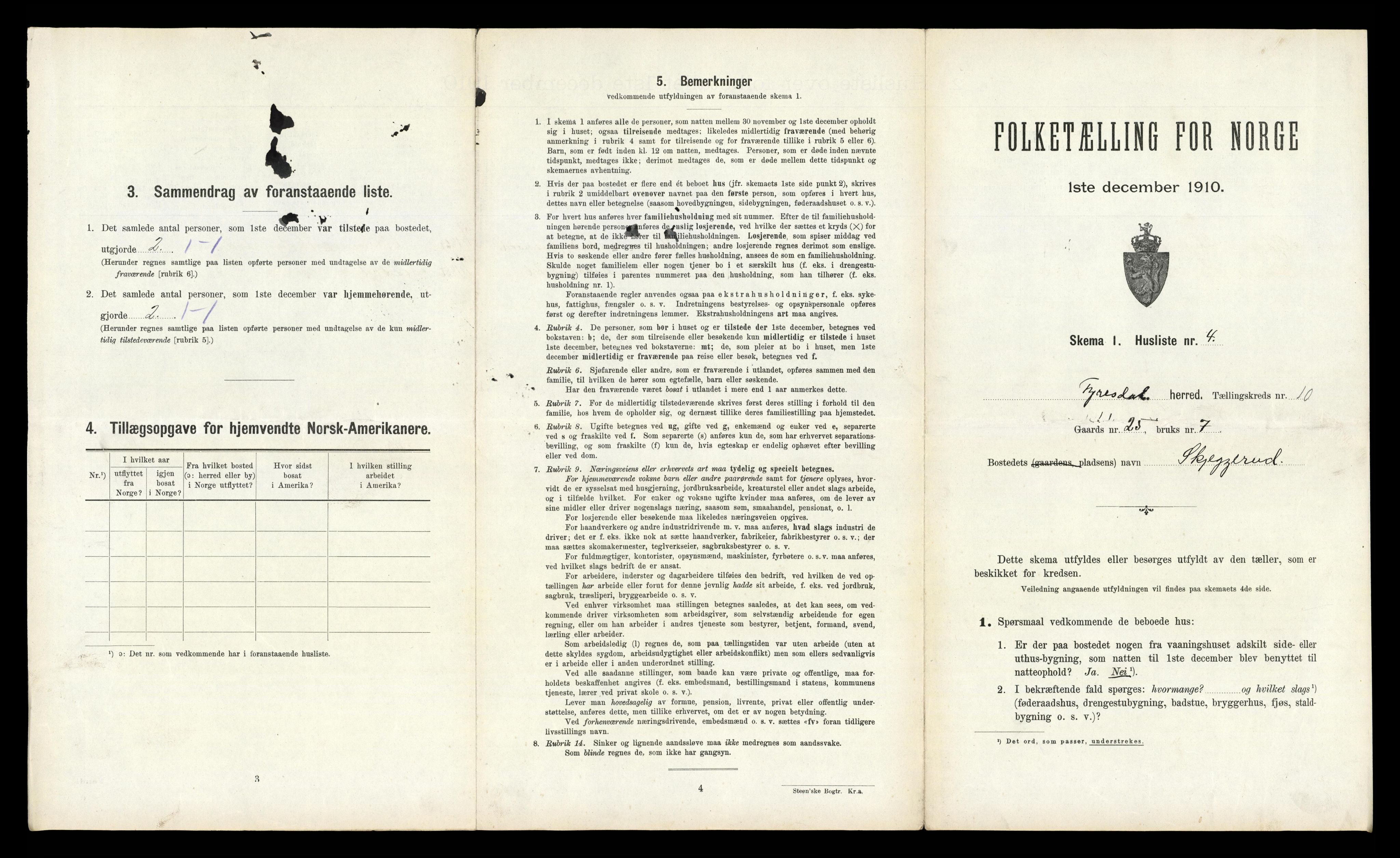 RA, 1910 census for Fyresdal, 1910, p. 651