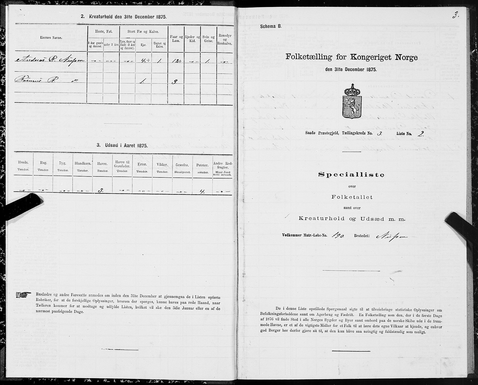 SAT, 1875 census for 1514P Sande, 1875, p. 2003