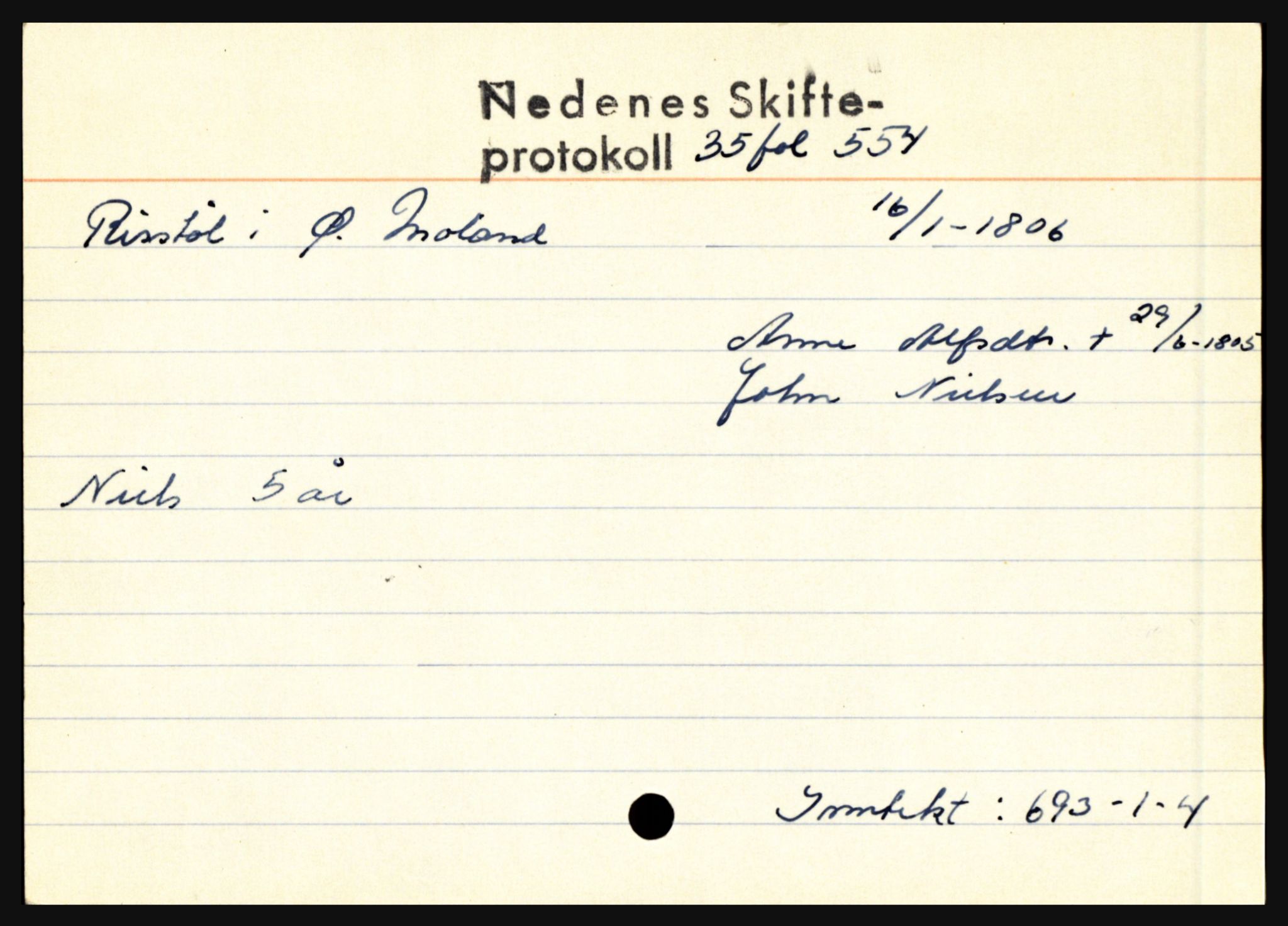 Nedenes sorenskriveri før 1824, AV/SAK-1221-0007/H, p. 23959