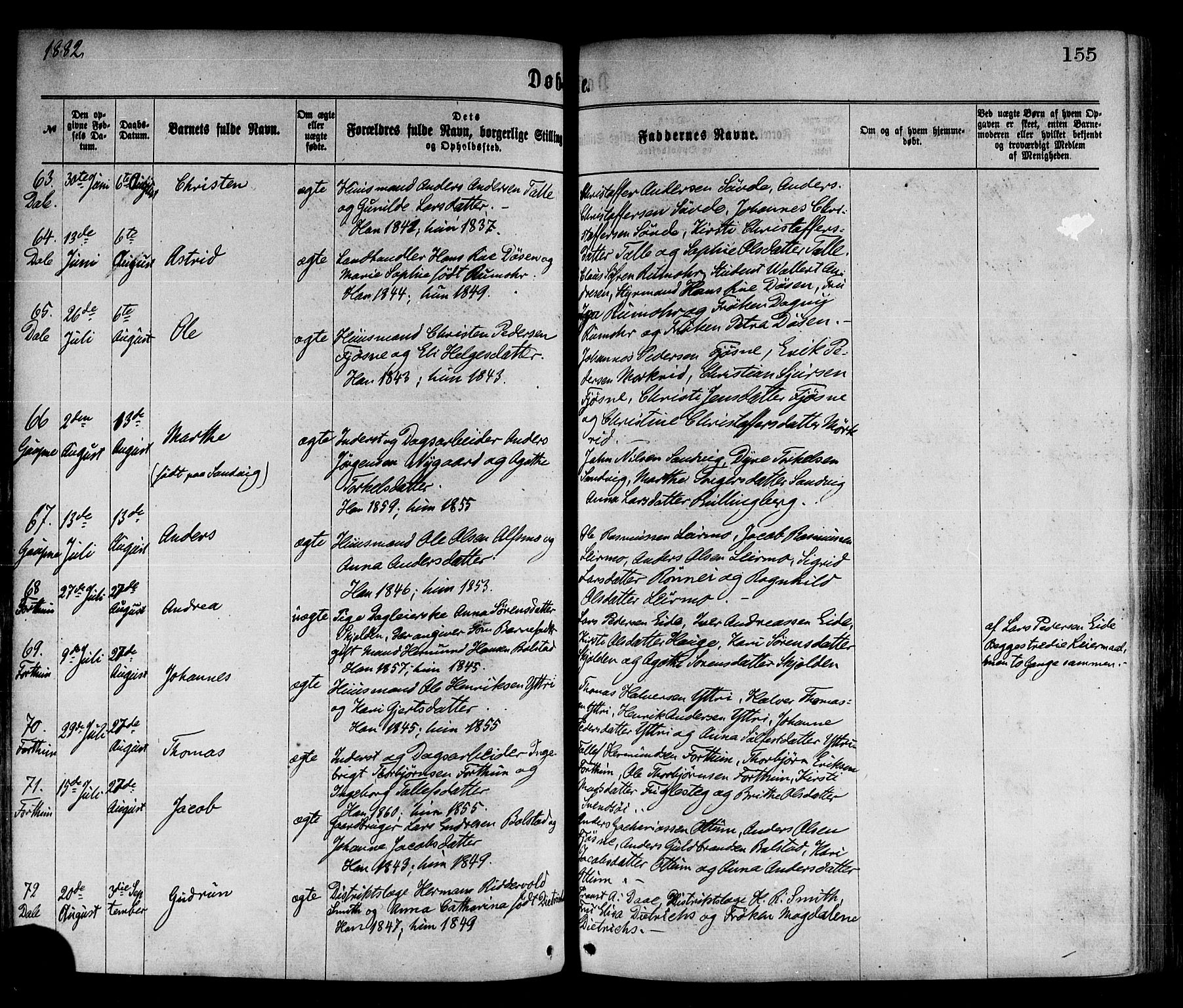 Luster sokneprestembete, AV/SAB-A-81101/H/Haa/Haaa/L0010: Parish register (official) no. A 10, 1871-1886, p. 155