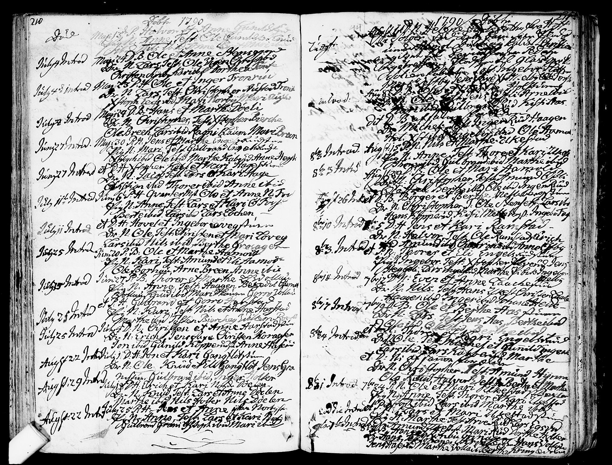 Nannestad prestekontor Kirkebøker, SAO/A-10414a/F/Fa/L0007: Parish register (official) no. I 7, 1754-1791, p. 210-211