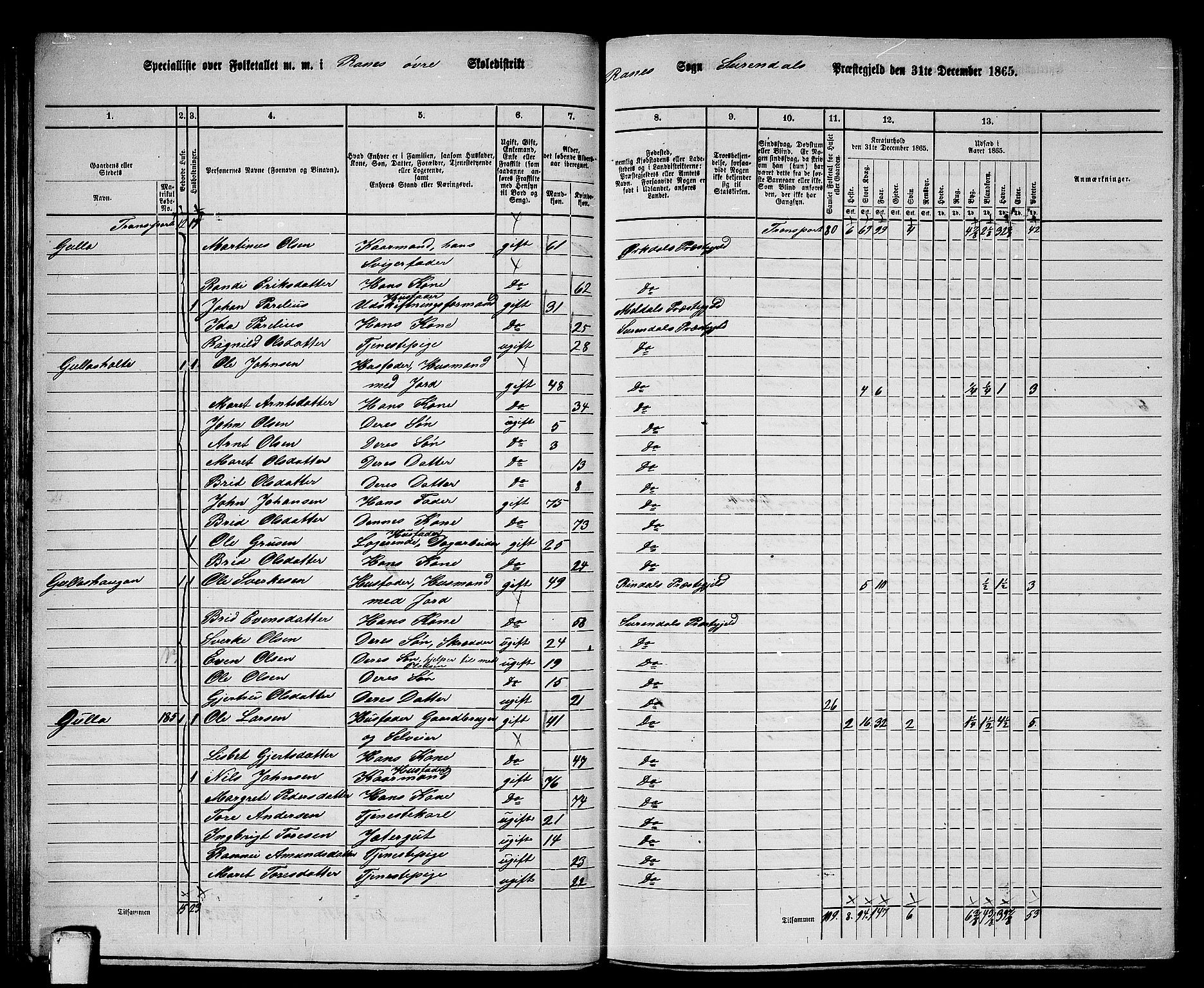 RA, 1865 census for Surnadal, 1865, p. 56