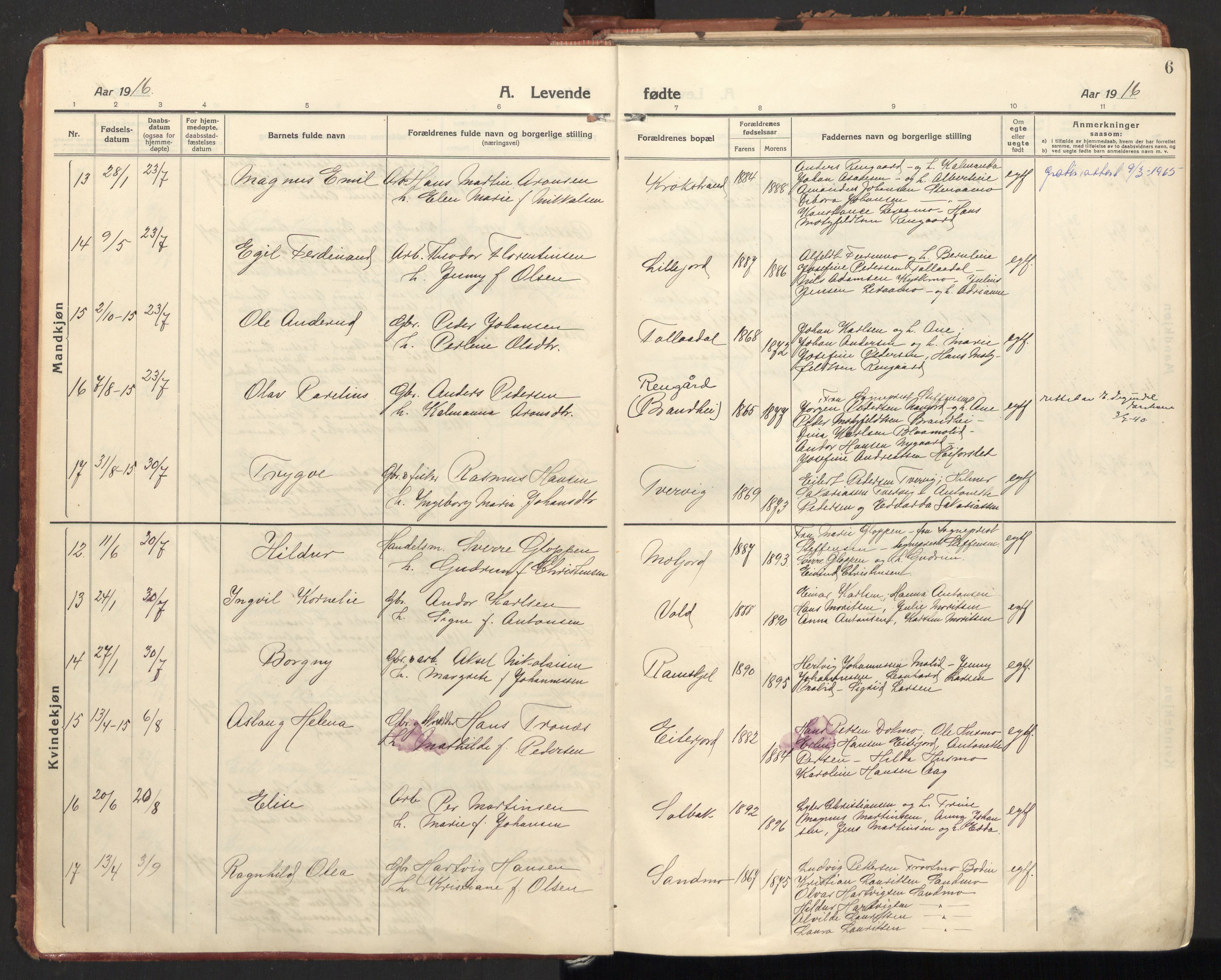 Ministerialprotokoller, klokkerbøker og fødselsregistre - Nordland, AV/SAT-A-1459/846/L0650: Parish register (official) no. 846A08, 1916-1935, p. 6