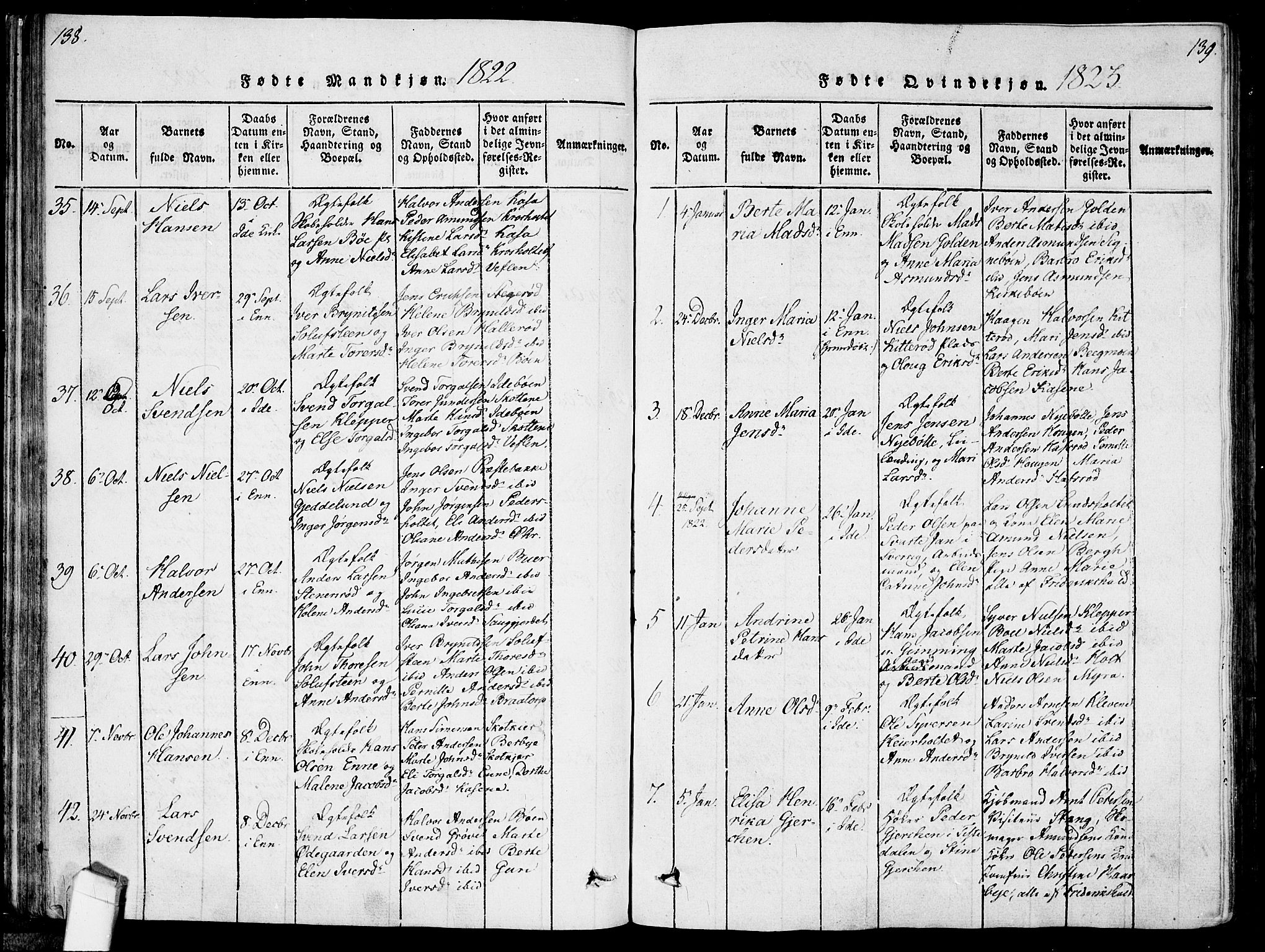 Idd prestekontor Kirkebøker, AV/SAO-A-10911/F/Fc/L0002: Parish register (official) no. III 2, 1815-1831, p. 138-139