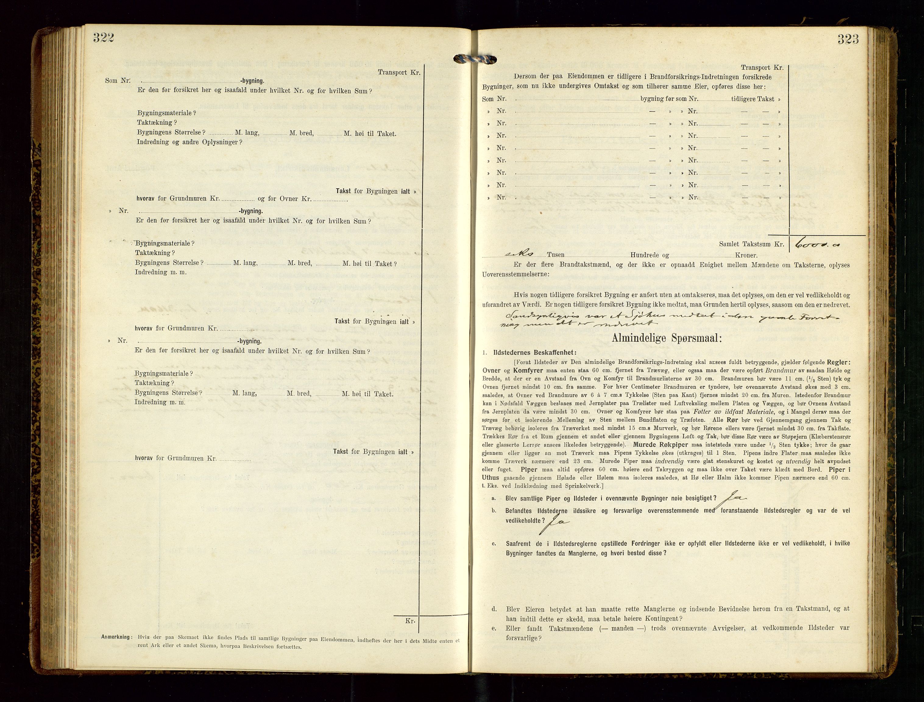 Sokndal lensmannskontor, AV/SAST-A-100417/Gob/L0003: "Brandtakst-Protokol", 1914-1917, p. 322-323