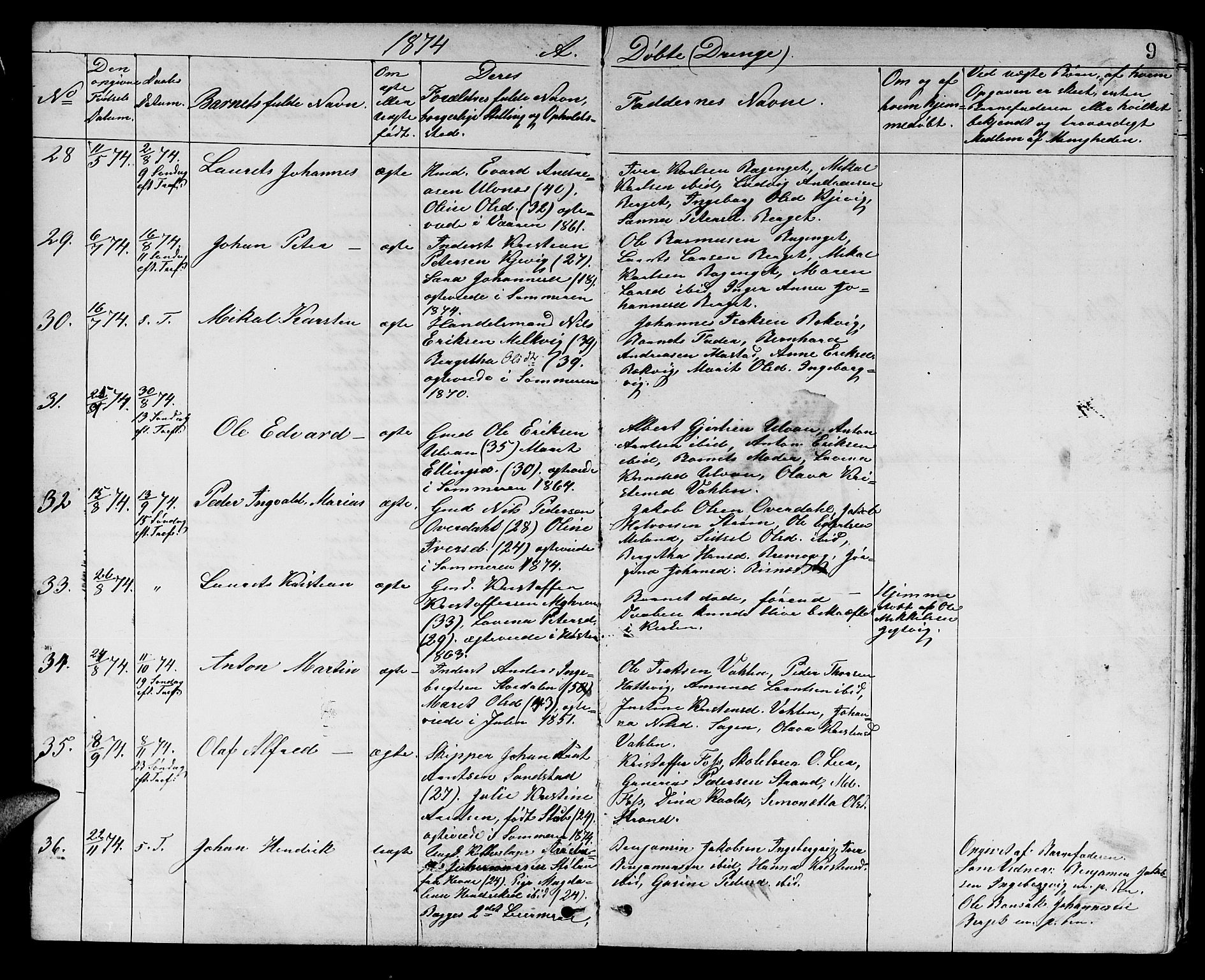Ministerialprotokoller, klokkerbøker og fødselsregistre - Sør-Trøndelag, SAT/A-1456/637/L0561: Parish register (copy) no. 637C02, 1873-1882, p. 9