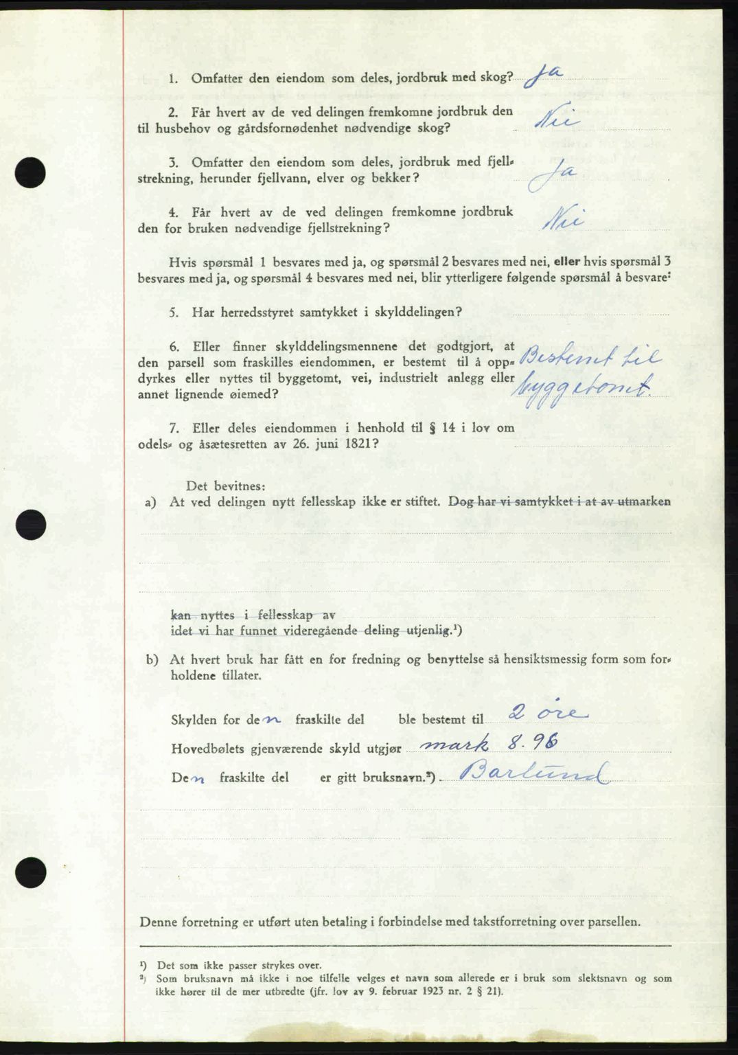 Sør-Gudbrandsdal tingrett, SAH/TING-004/H/Hb/Hbd/L0026: Mortgage book no. A26, 1949-1949, Diary no: : 2381/1949