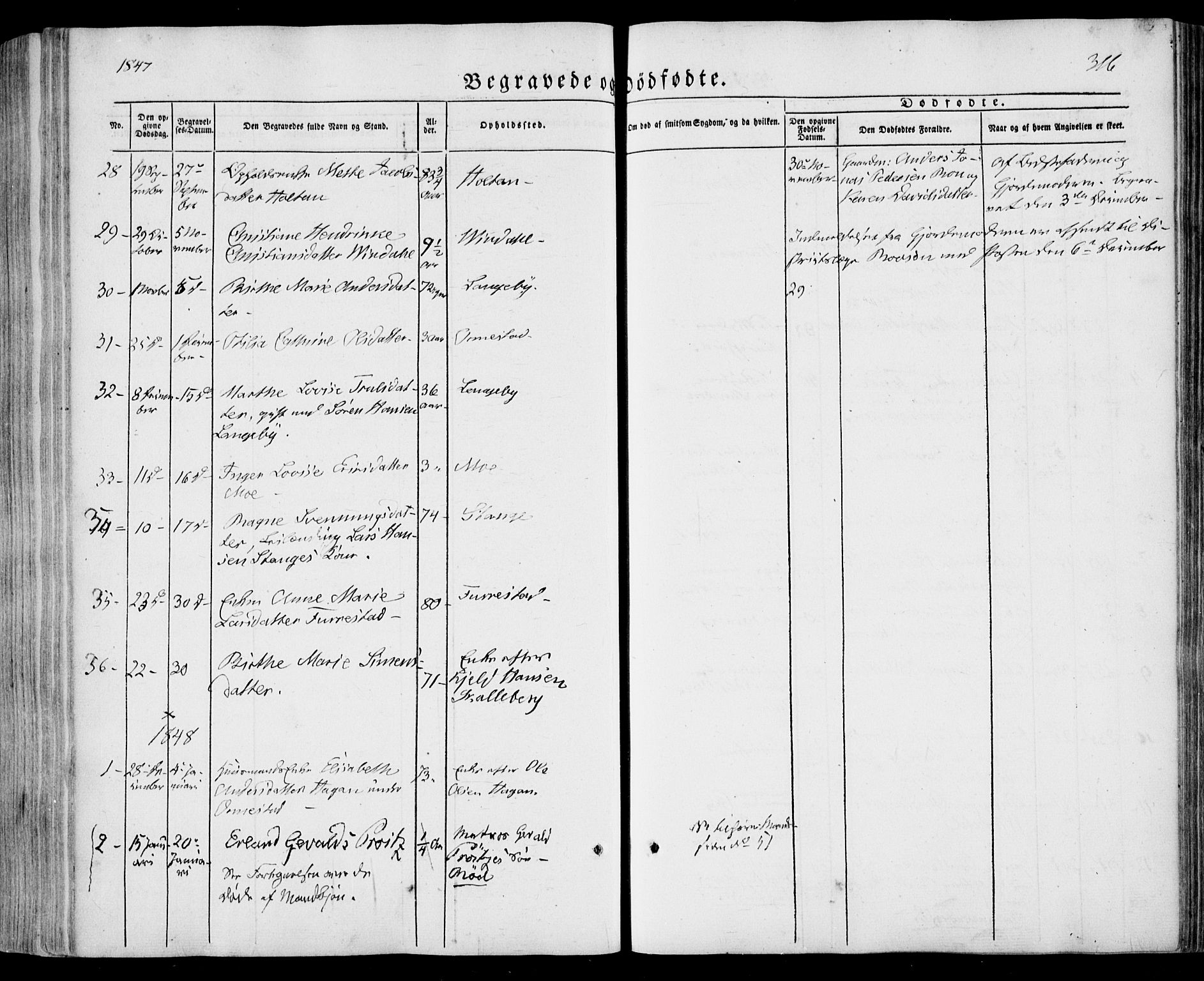 Sandar kirkebøker, SAKO/A-243/F/Fa/L0006: Parish register (official) no. 6, 1847-1860, p. 316