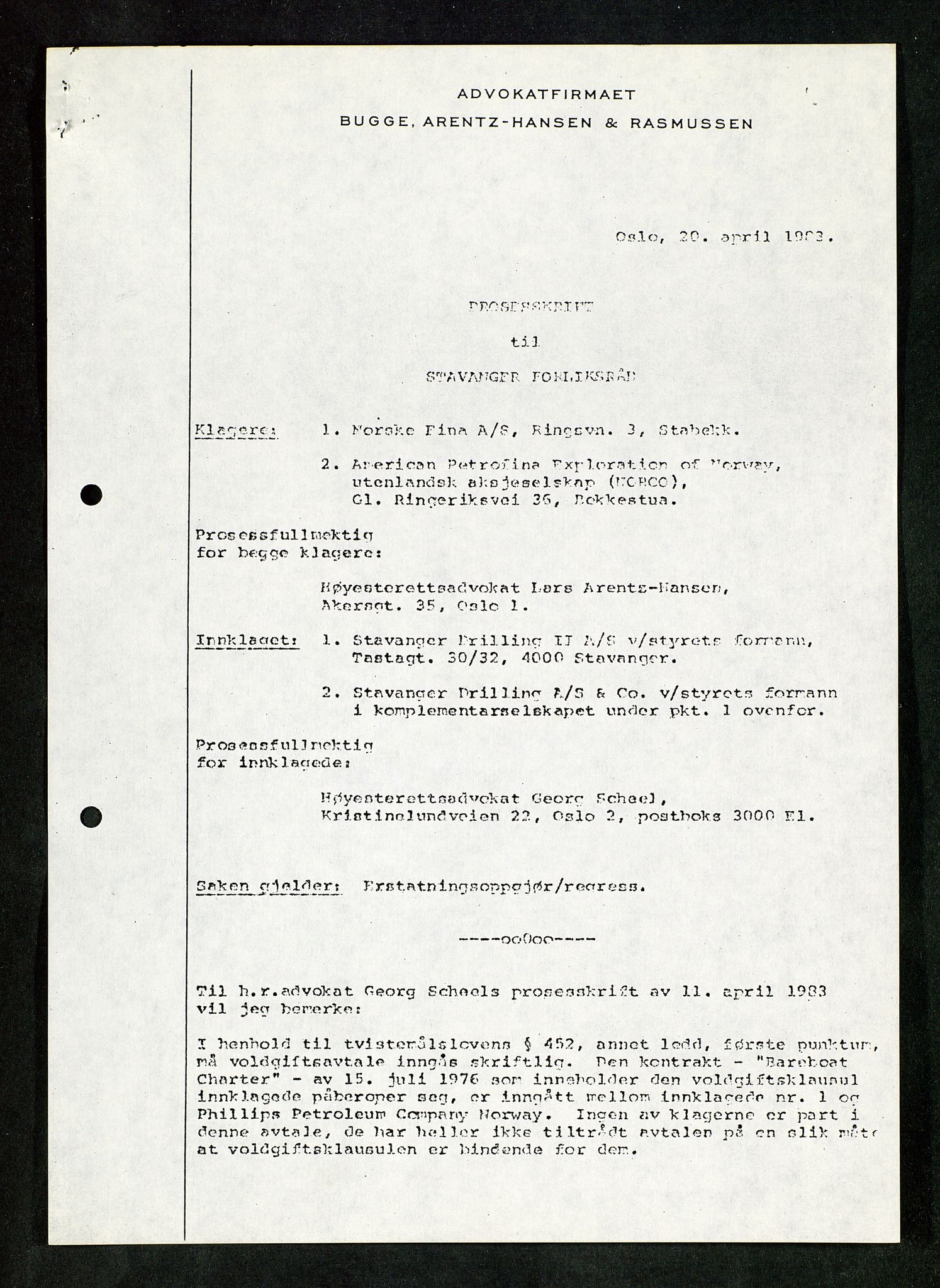 Pa 1503 - Stavanger Drilling AS, AV/SAST-A-101906/Da/L0017: Alexander L. Kielland - Saks- og korrespondansearkiv, 1981-1984, p. 298