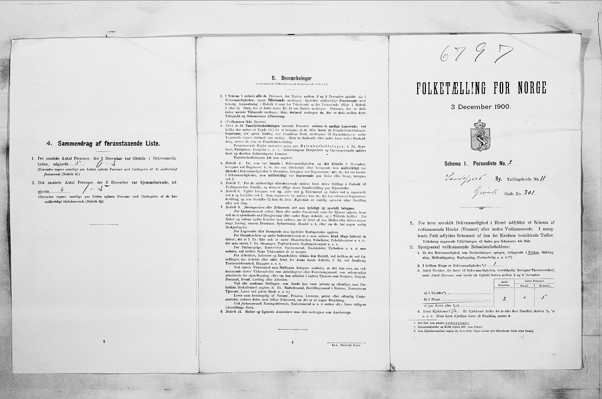 RA, 1900 census for Sandefjord, 1900, p. 2838