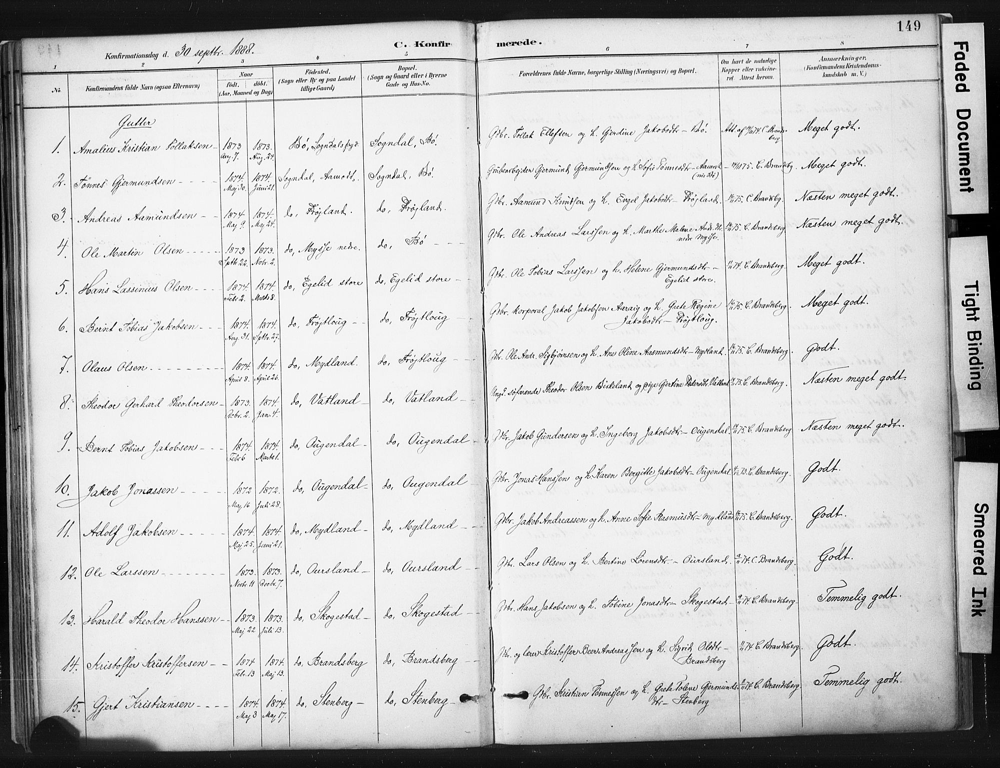 Sokndal sokneprestkontor, AV/SAST-A-101808: Parish register (official) no. A 11.1, 1887-1905, p. 149