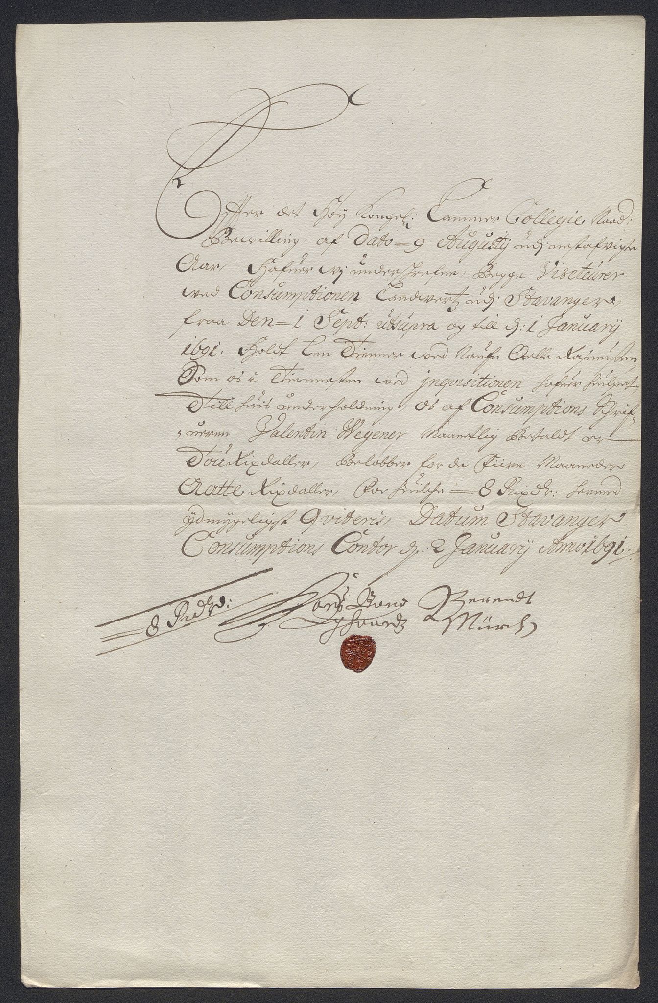 Rentekammeret inntil 1814, Reviderte regnskaper, Byregnskaper, AV/RA-EA-4066/R/Ro/L0333: [O25] Konsumpsjonsregnskap, 1690-1704, p. 26