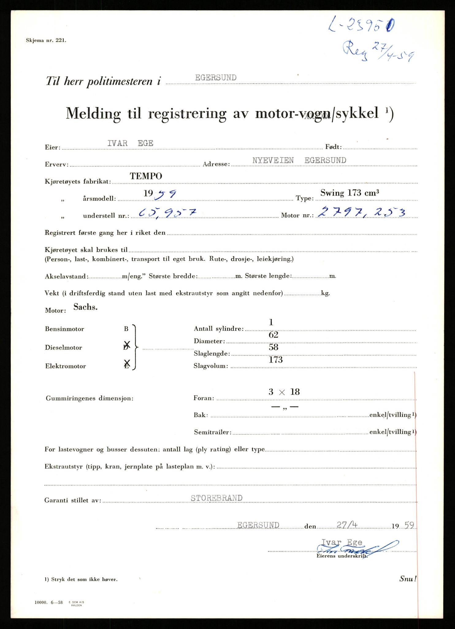 Stavanger trafikkstasjon, SAST/A-101942/0/F/L0040: L-22800 - L-23999, 1930-1971, p. 2139