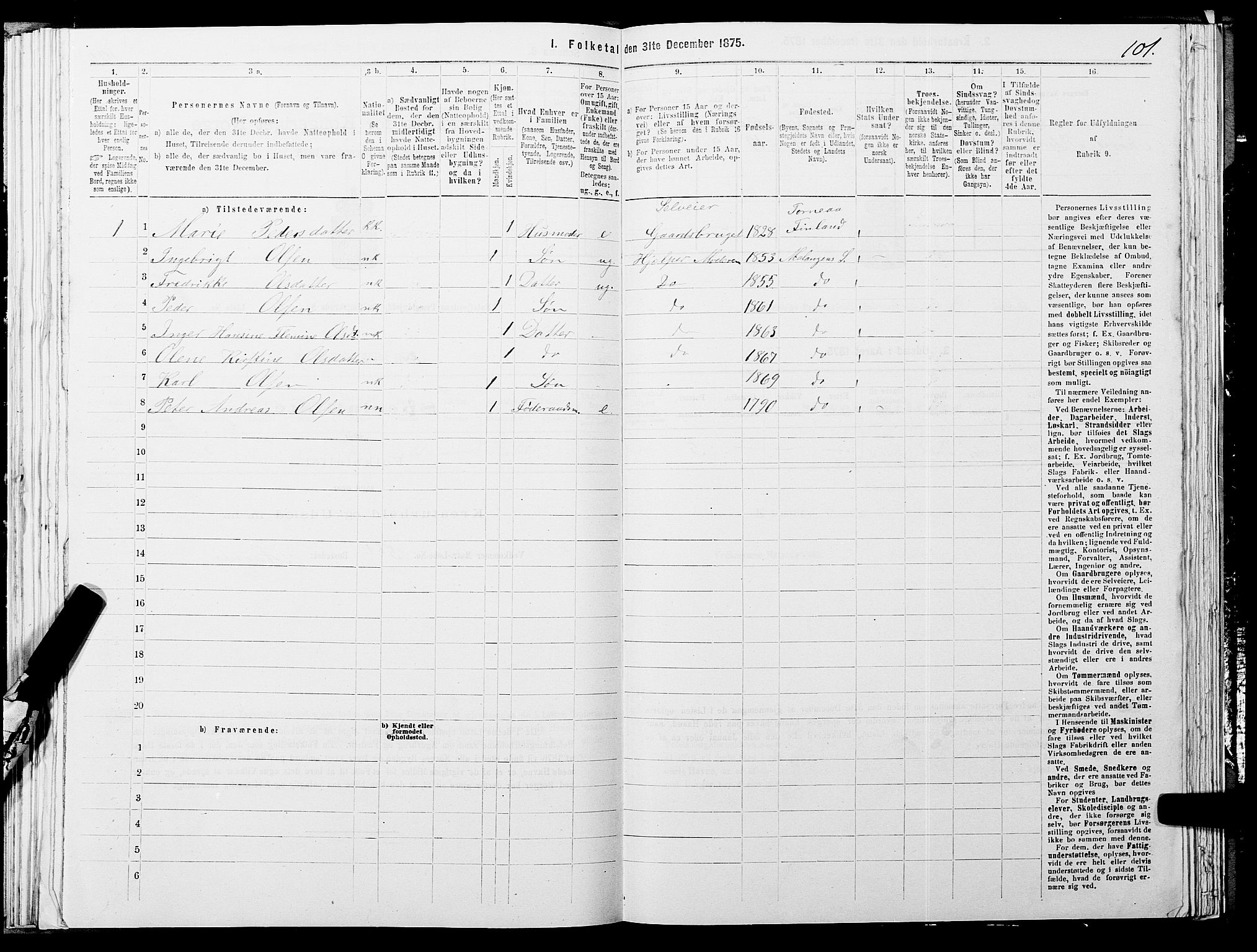 SATØ, 1875 census for 1933P Balsfjord, 1875, p. 3101