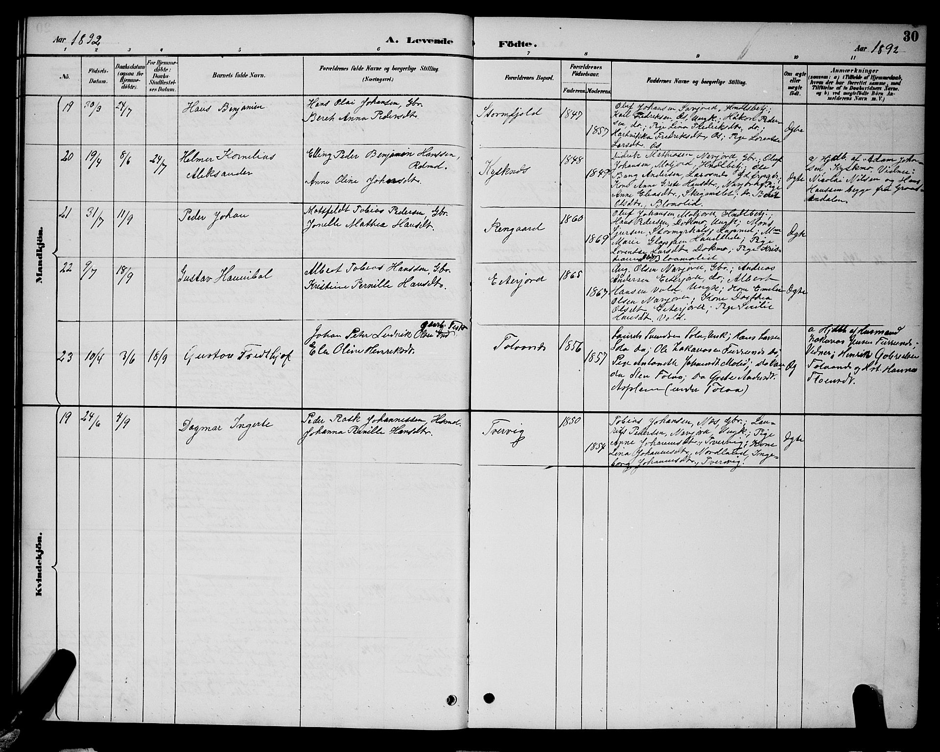 Ministerialprotokoller, klokkerbøker og fødselsregistre - Nordland, AV/SAT-A-1459/846/L0654: Parish register (copy) no. 846C04, 1887-1901, p. 30