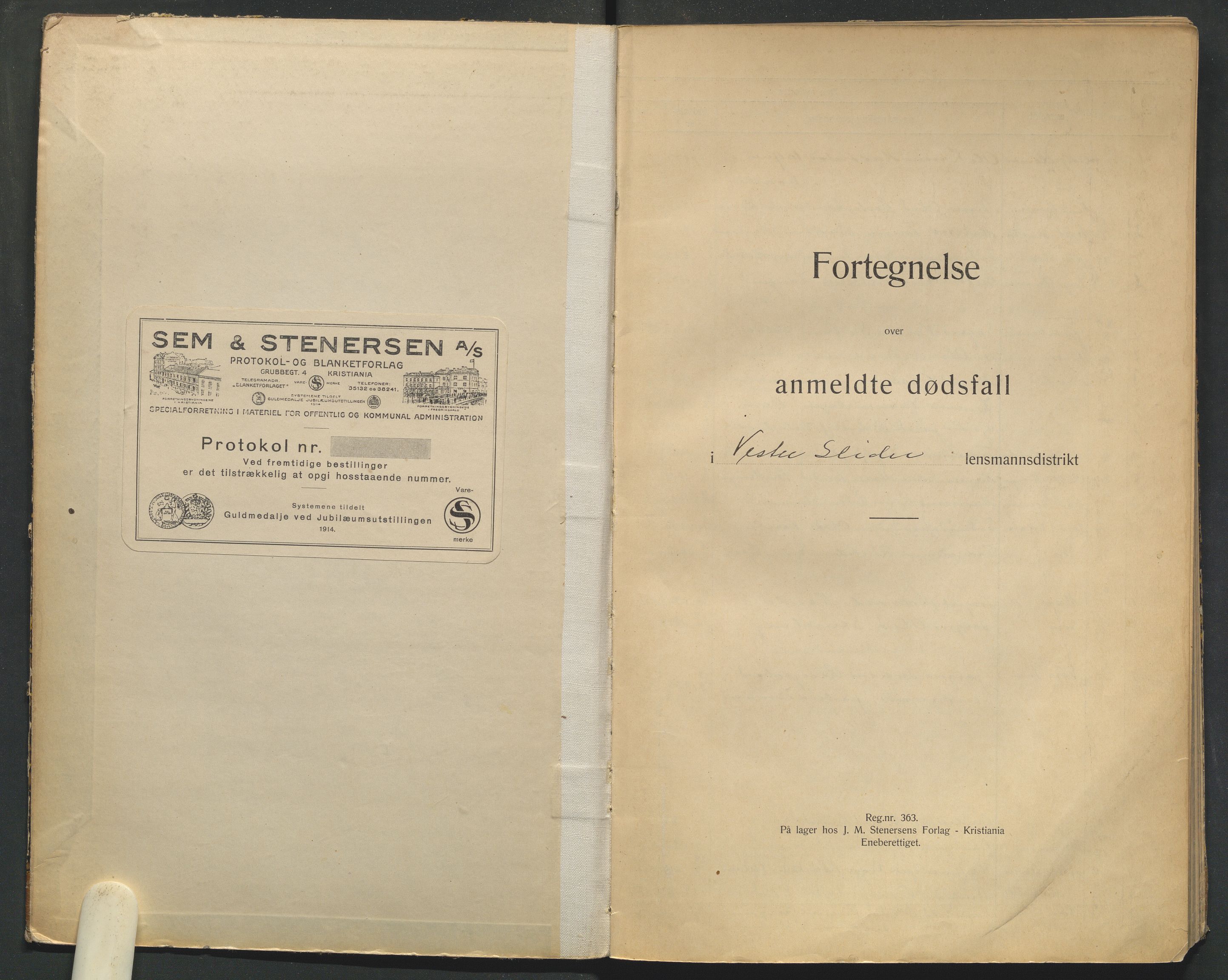 Vestre Slidre lensmannskontor, SAH/LOV-019/H/Ha/Haa/L0002: Dødsfallsprotokoll, 1922-1933